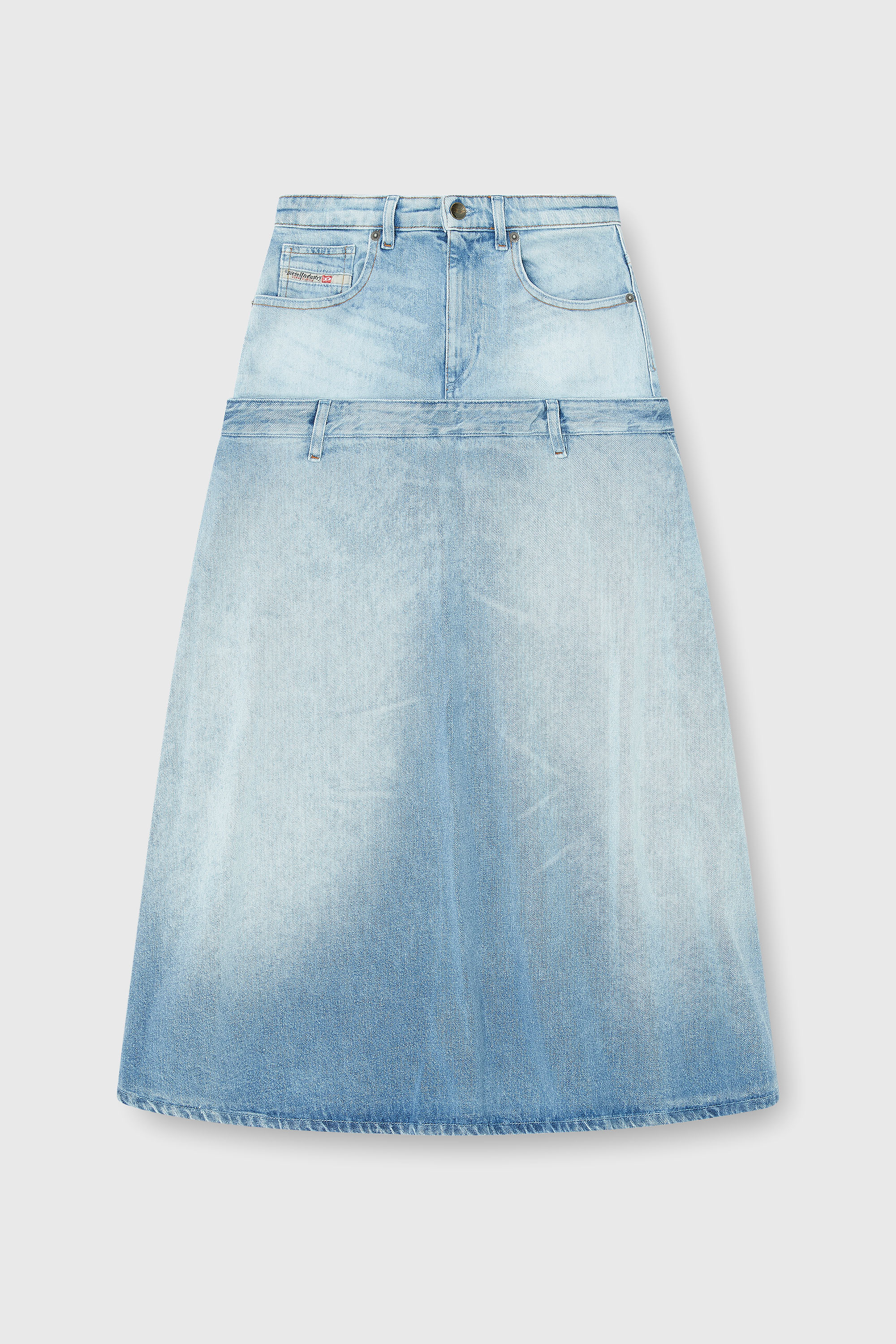 Diesel - DE-VORYA-S, Damen Jeansrock mit Lagen-Design in Hellblau - 2