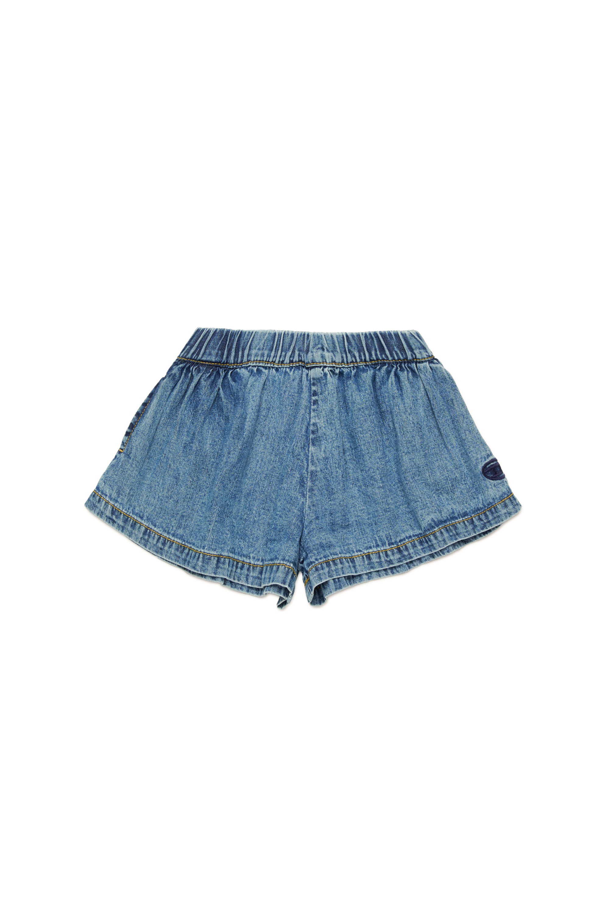 Diesel - PIXIB, Short en denim avec broderie Oval D Femme in Bleu - 1