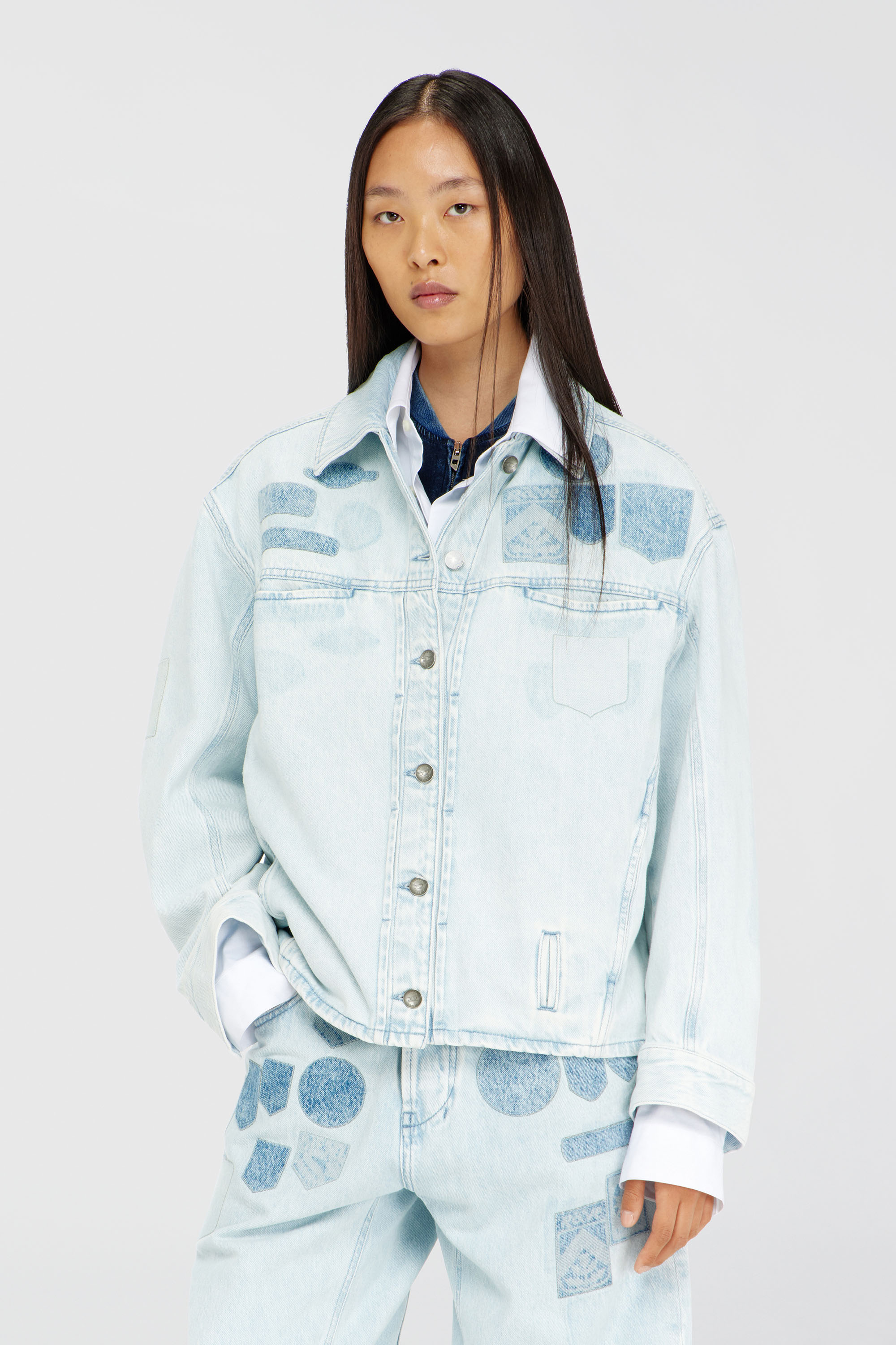 Diesel - D-RYMAVO-S, Chemise en denim effet patch Mixte in Bleu - 1