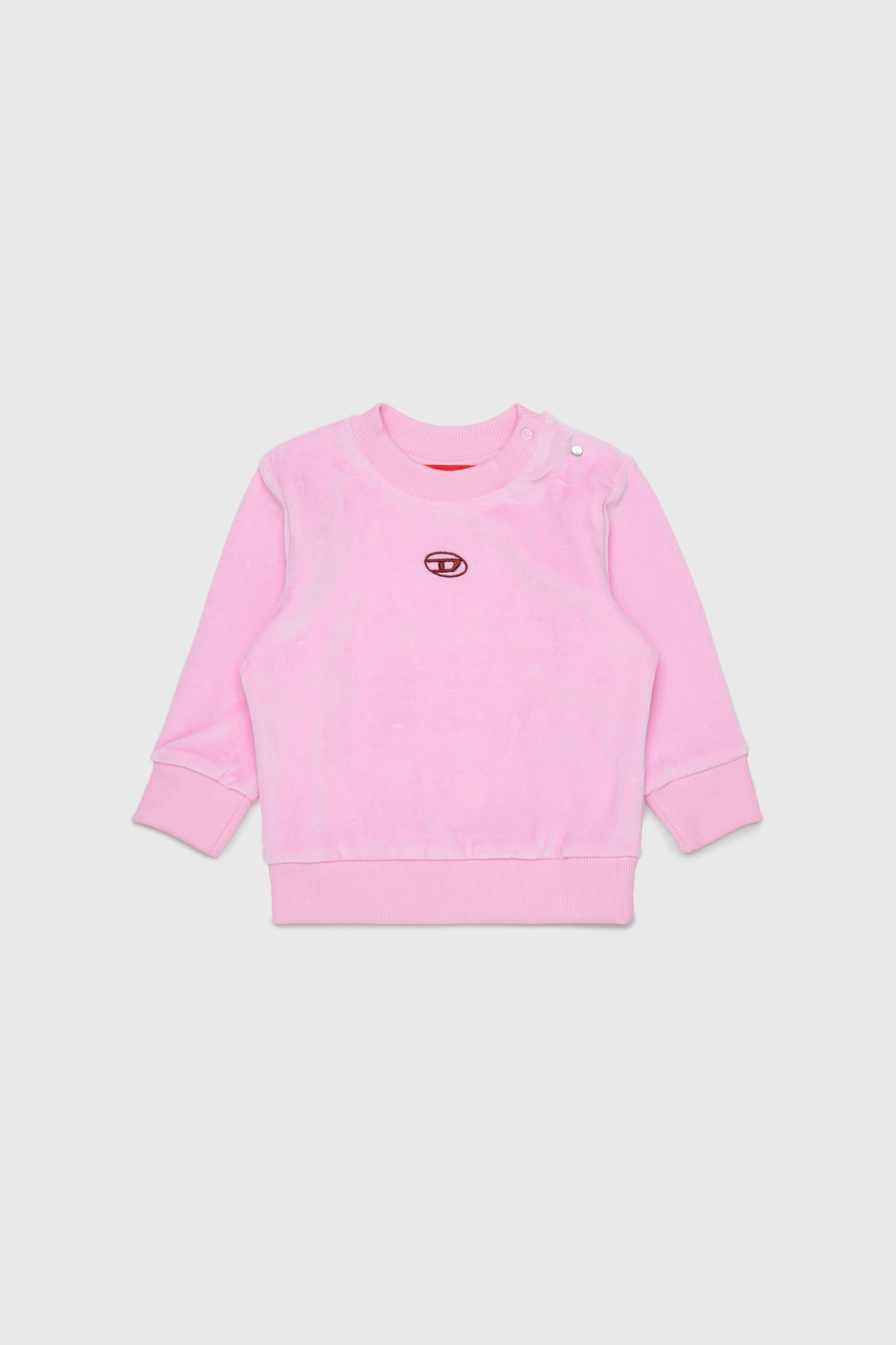 Diesel - SHENIB, Sweat-shirt en velours avec broderie Oval D Homme in Rose - 1