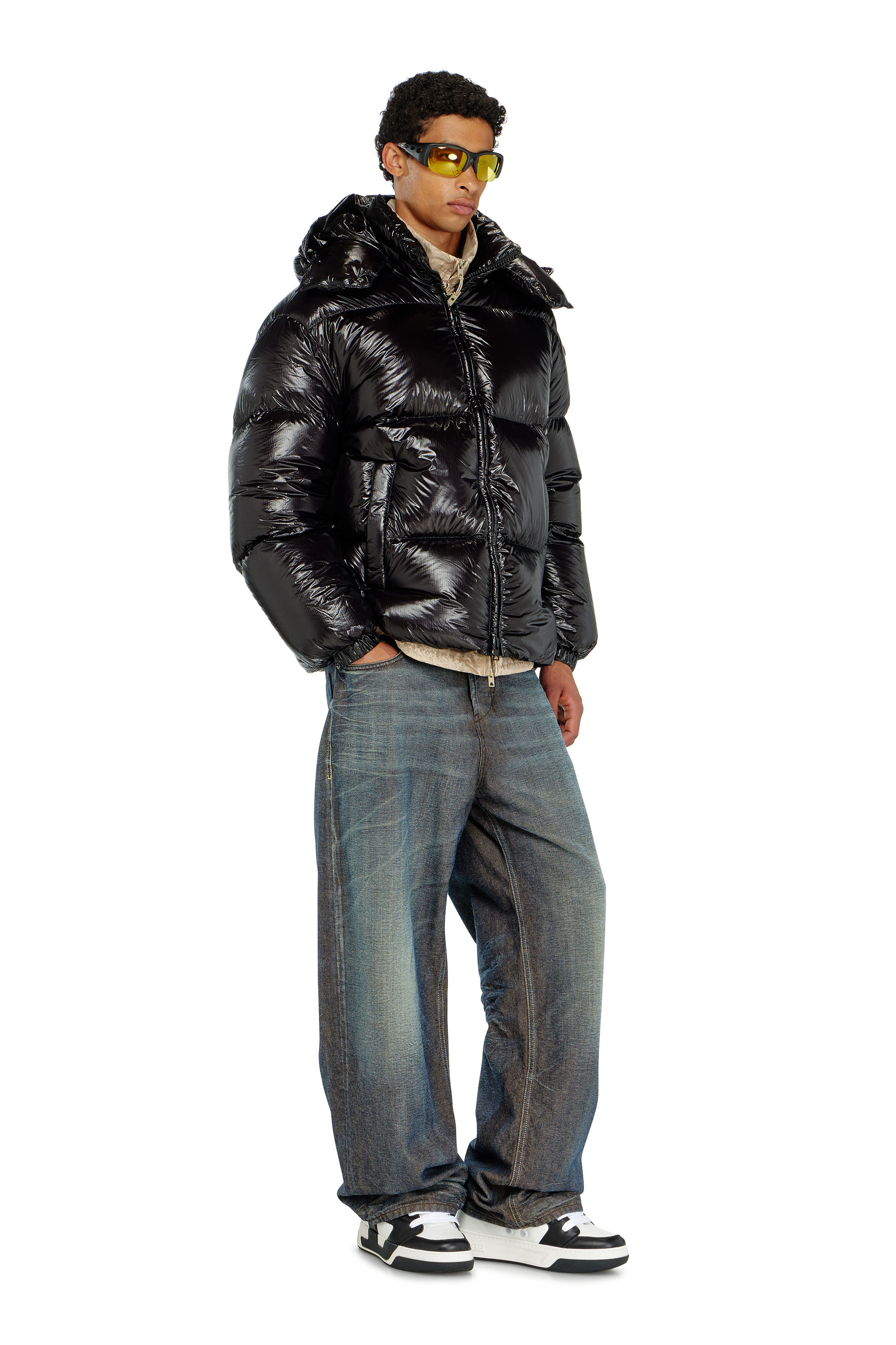 Diesel - W-ROLFYS-WRD-BKCP, Man's Down puffer jacket with detachable hood in Black - 2