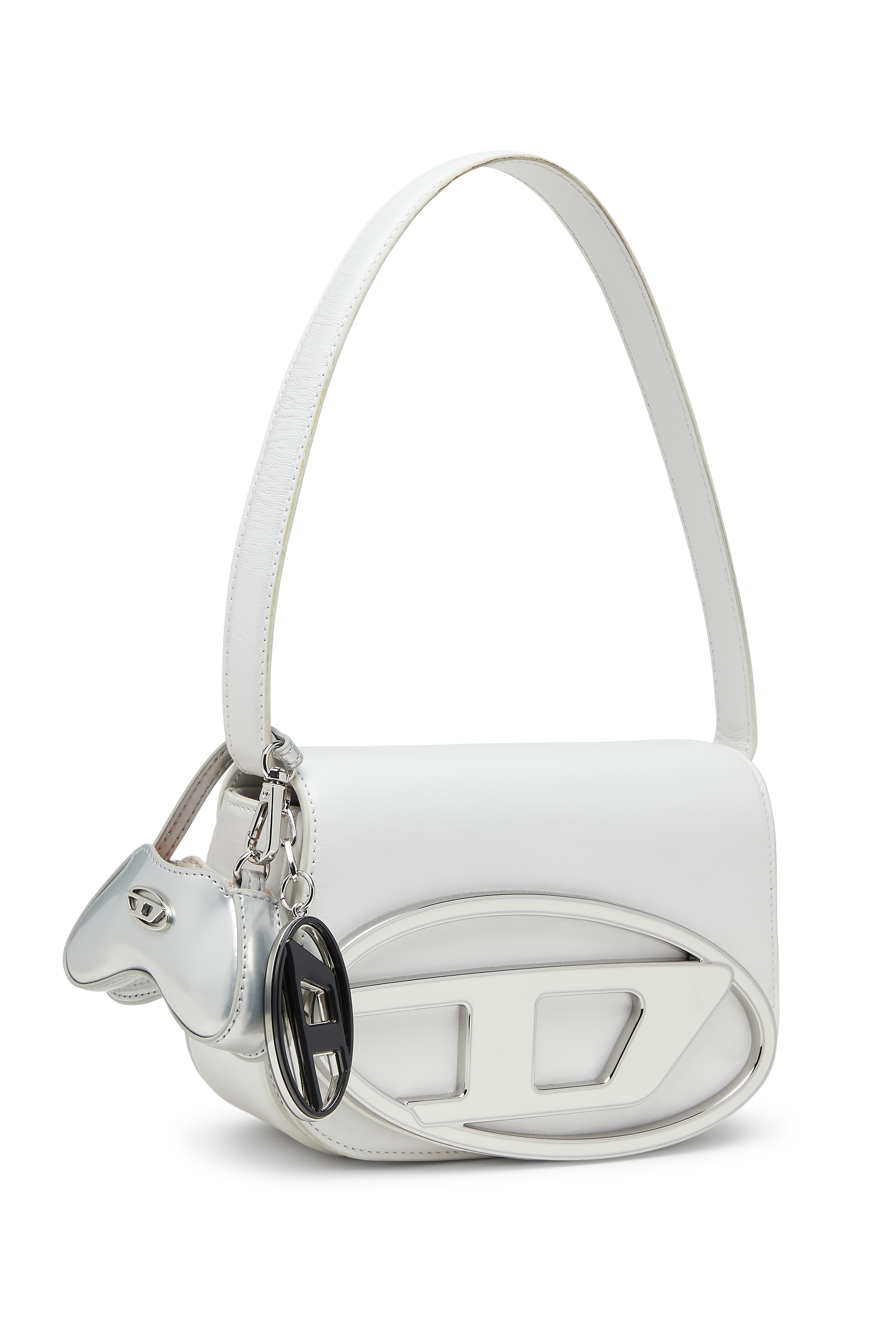 Diesel - PLAY CHARMS, Porte-clés en cuir verni avec miroir Femme in Gris argenté - 2