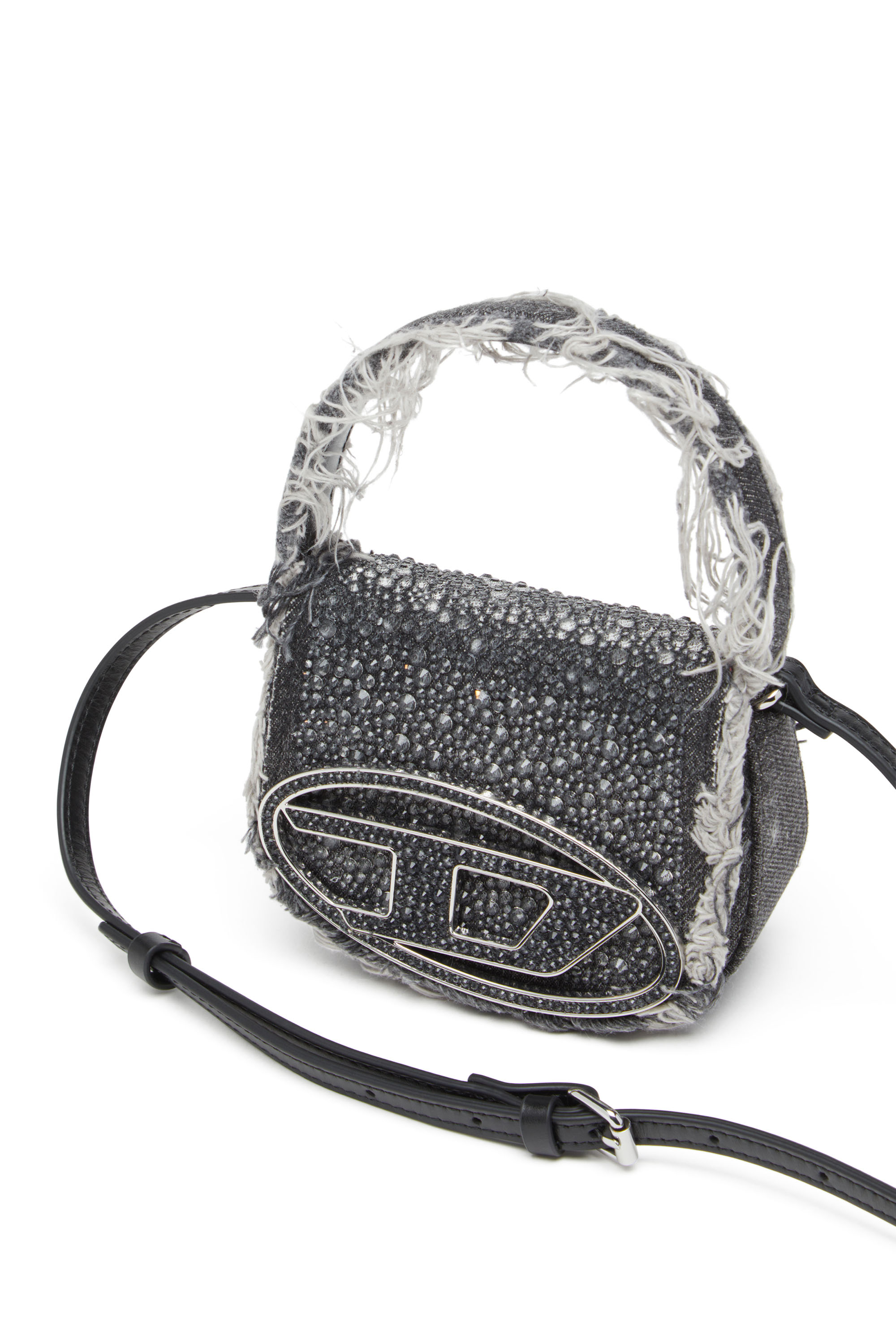 Diesel - 1DR XS, Woman 1DR XS-Iconic mini bag in denim and crystals in Black - Image 5