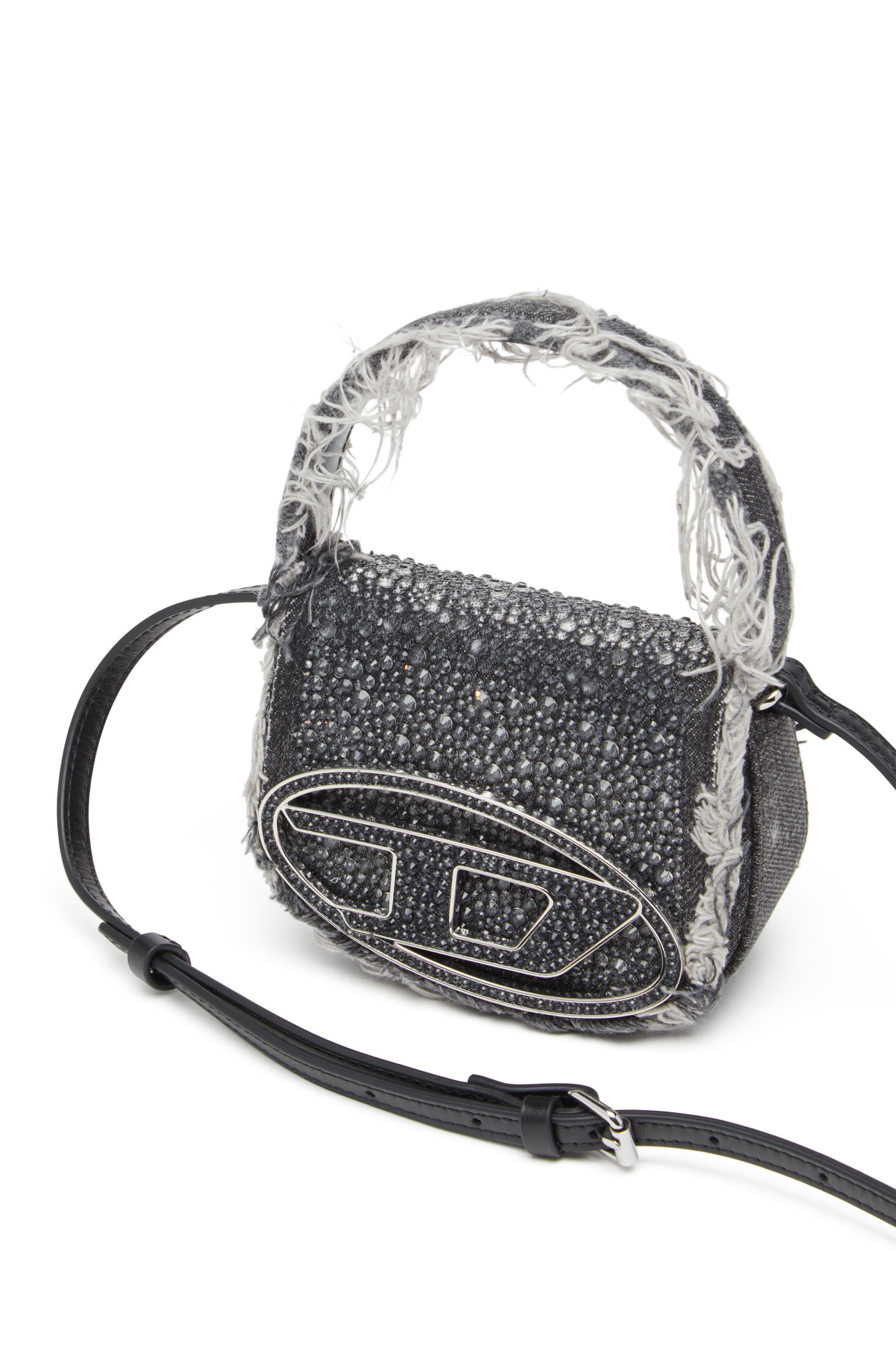Diesel - 1DR XS, Damen 1DR XS-Ikonische Mini-Tasche aus Denim mit Strass in Schwarz - 6