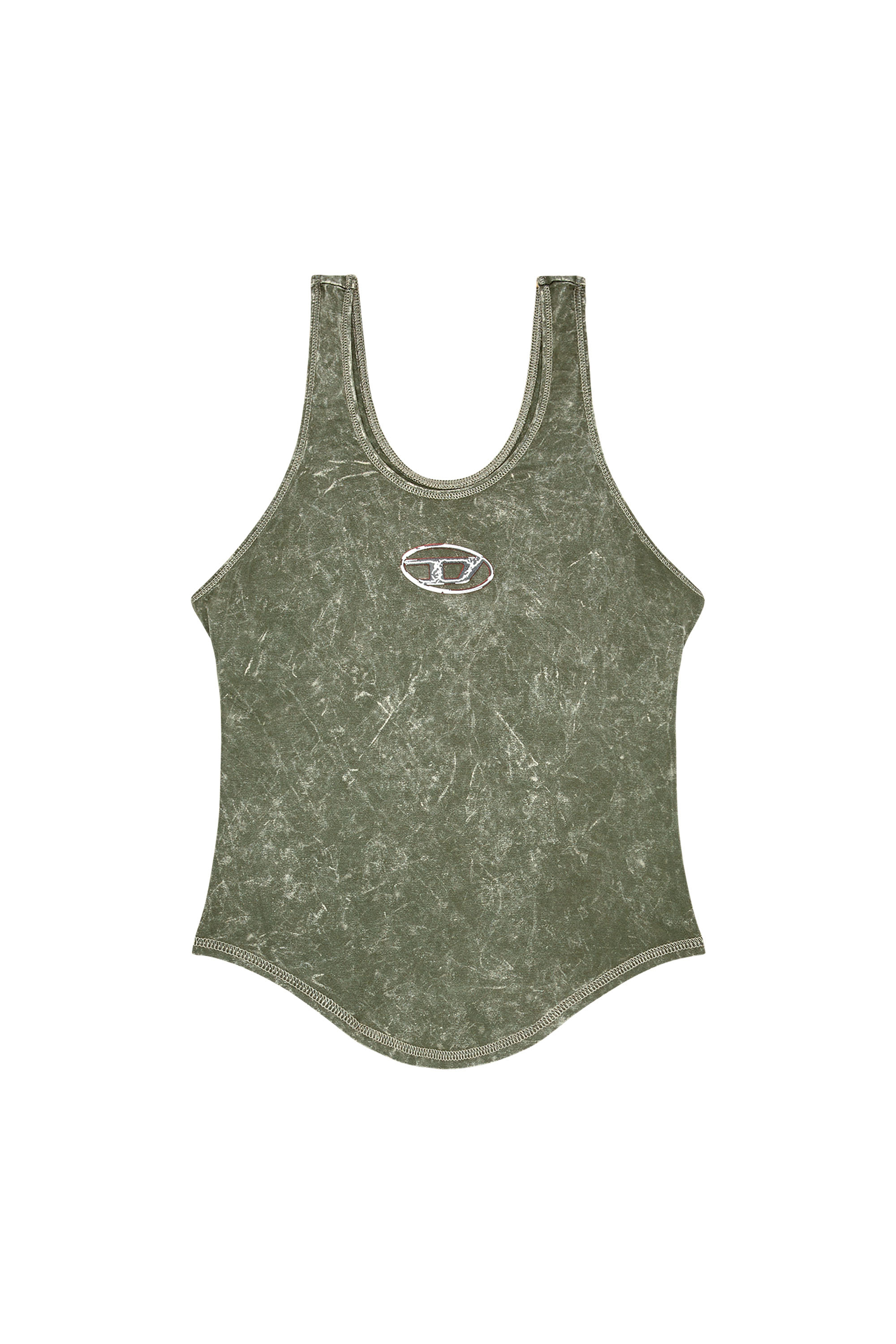 Diesel - T-AVENA-P1, Top a schiena scoperta con effetto marmorizzato. Donna in Verde - 3