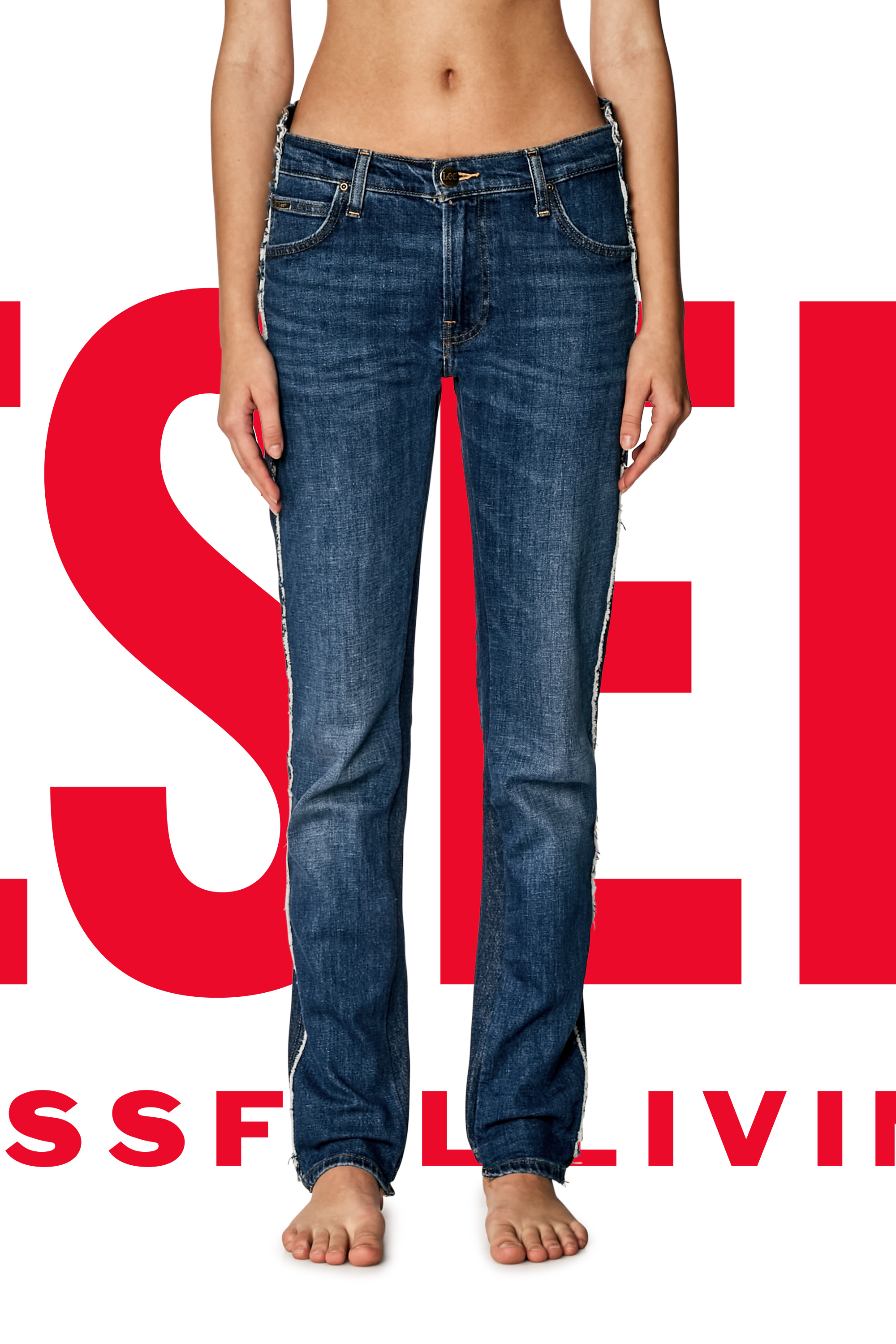 Diesel - Unisex Straight Jeans Dieseloves 04 09K47, Medium blue - Image 1