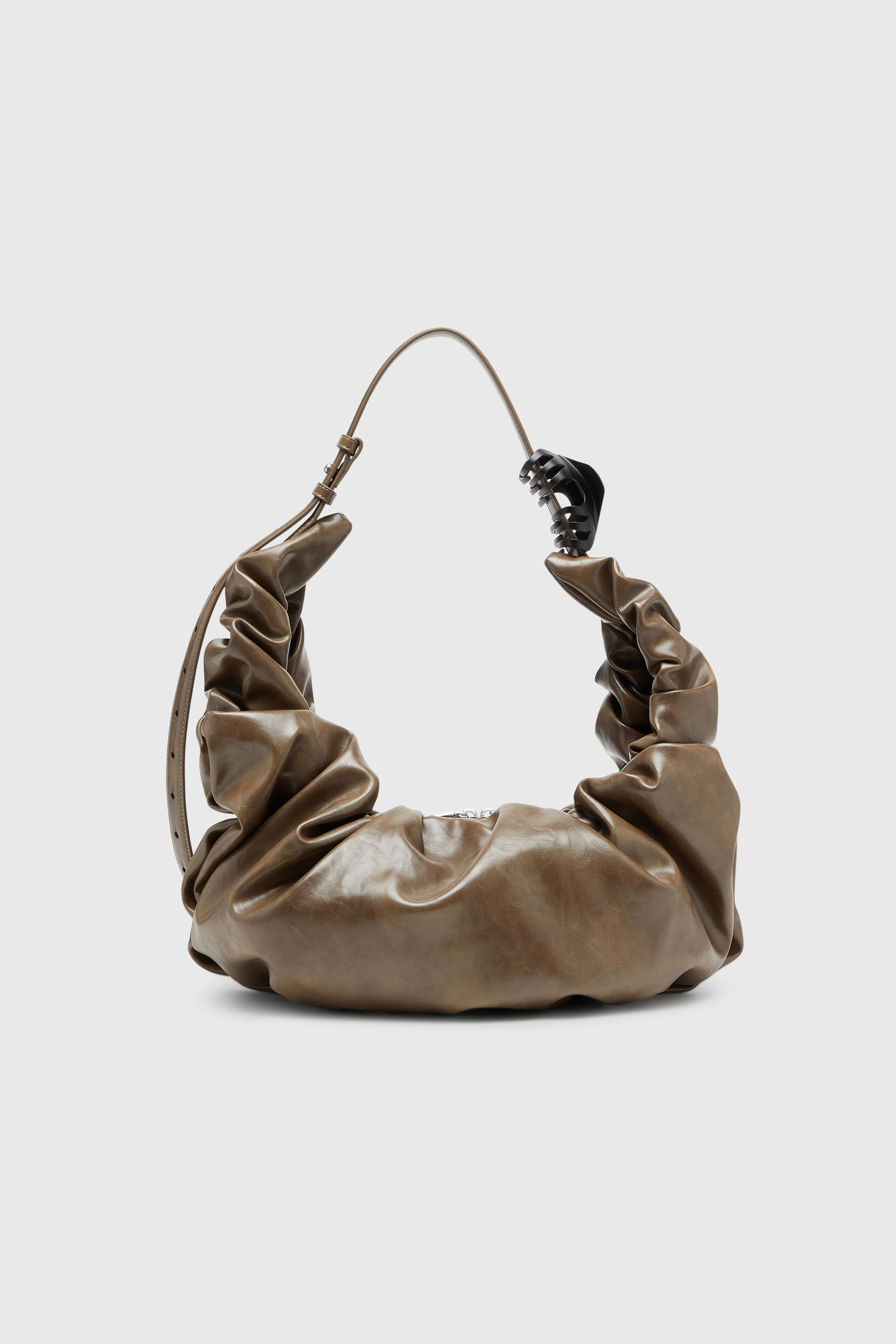 Diesel - GRAB-D HOBO L, Grab-D-Borsa hobo grande arricciata Donna in Beige - 2