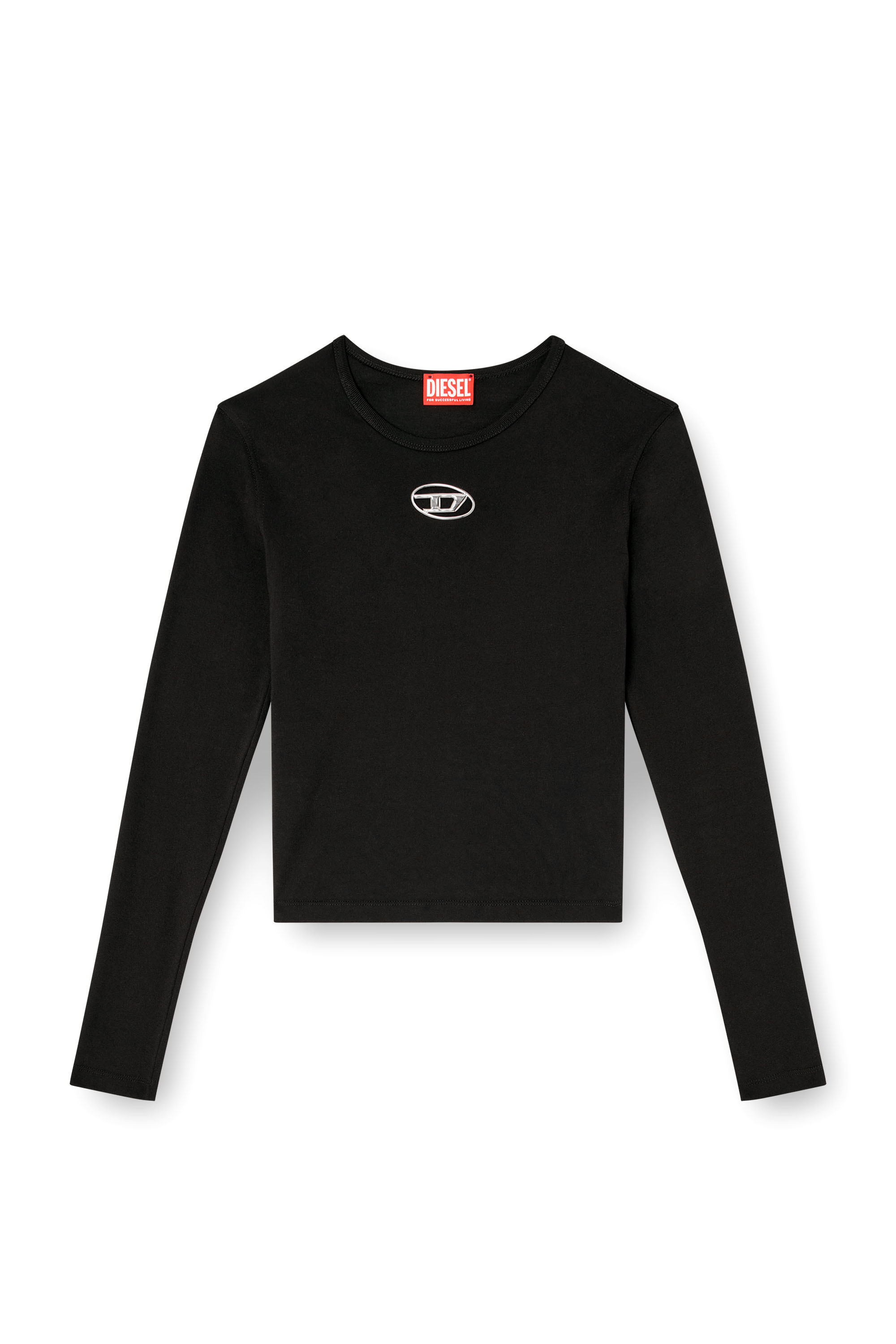 Diesel - T-UNCUTIE-LONG-LS-OD, Damen Langarm-Oberteil mit Oval D-Ausschnitt in Schwarz - 3