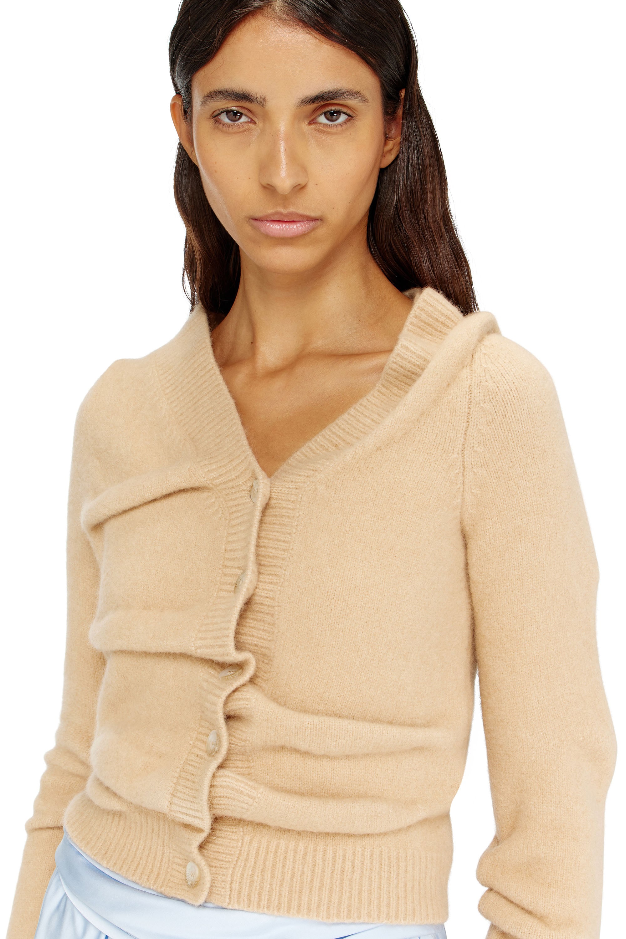 Diesel - M-AVA, Cardigan cropped in maglia wrinkled lavorata a caldo Donna in ToBeDefined - 4