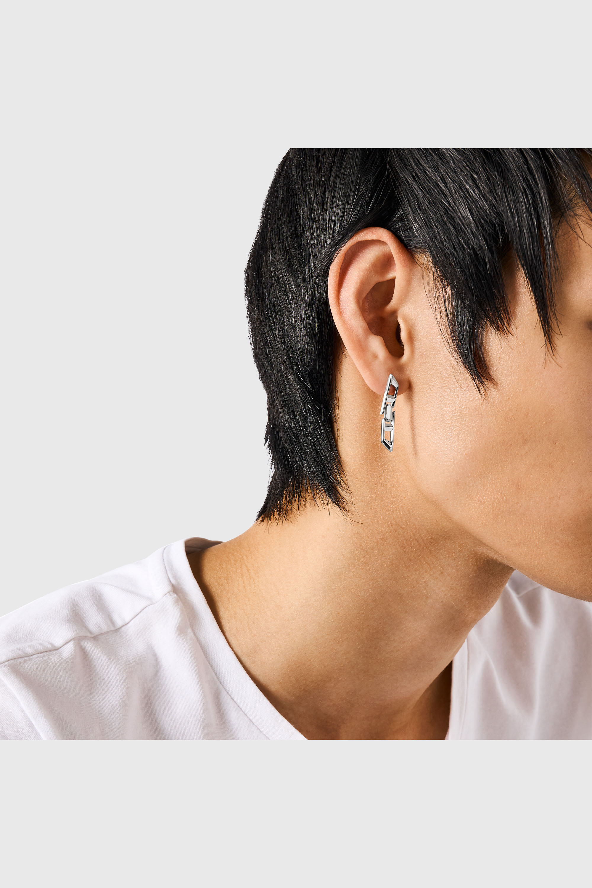 Diesel - DL1348040 STERLING SILVER JEWEL, Unisex D Logo-Ohrring aus Sterlingsilber in Silber - 3