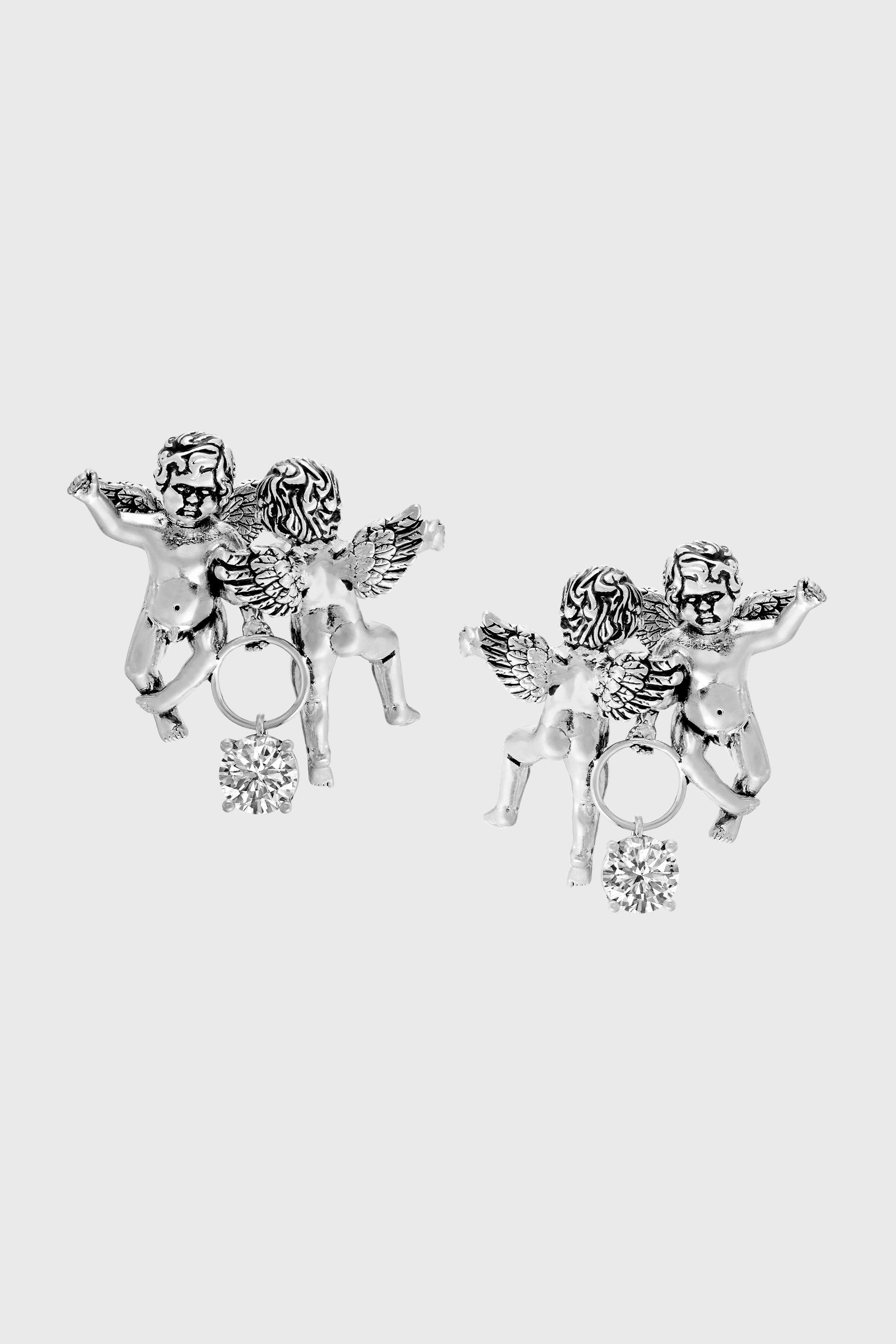 Diesel - DX1753040, Orecchini pendenti finitura argento con motivo angelo Unisex in Argento - 2