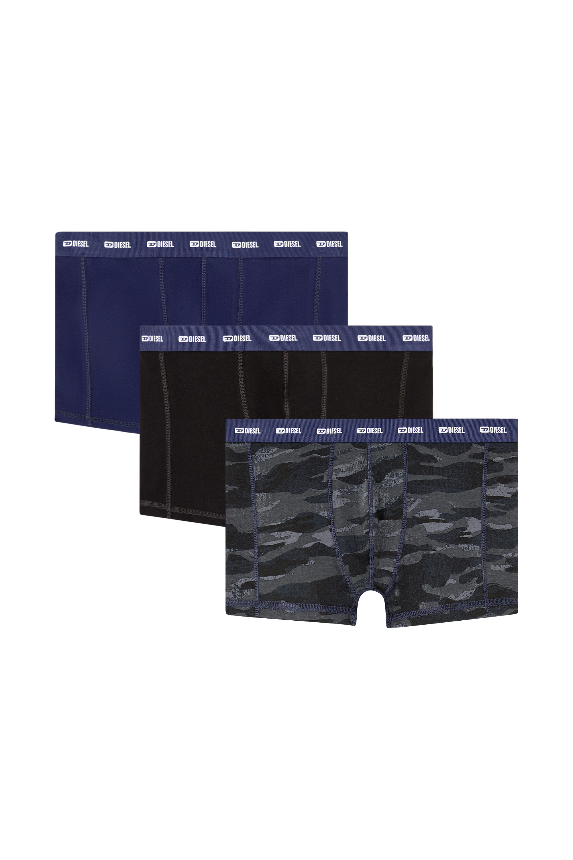 Diesel - DAMIEN-UTLT-3PACK, Herren Einfarbige und Camouflage Retropants im Dreierpack in Schwarz/Blau - 2