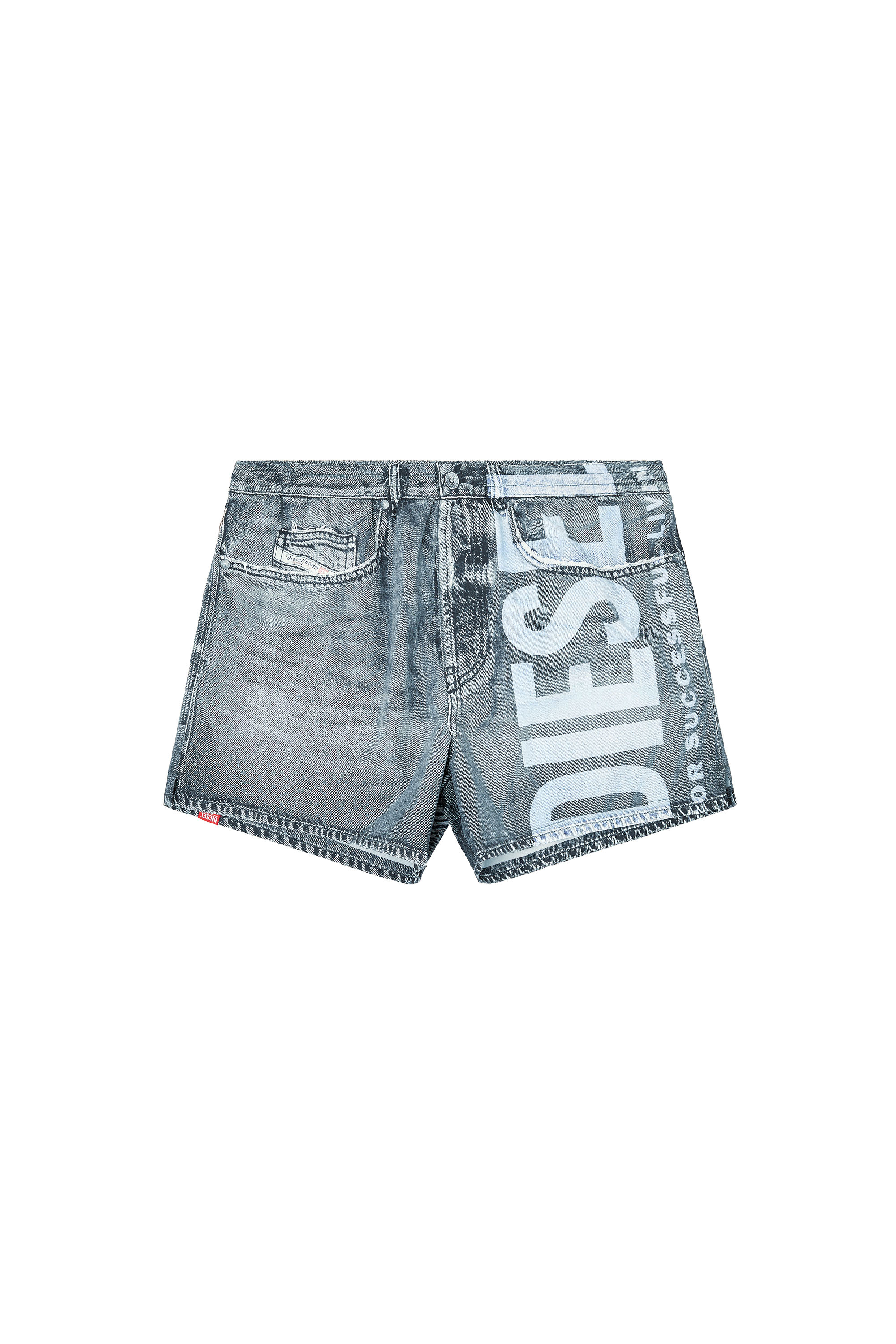 Diesel - KEN-37-DNM, Short de bain mi-long en trompe l'œil-denim Homme in Gris - 4