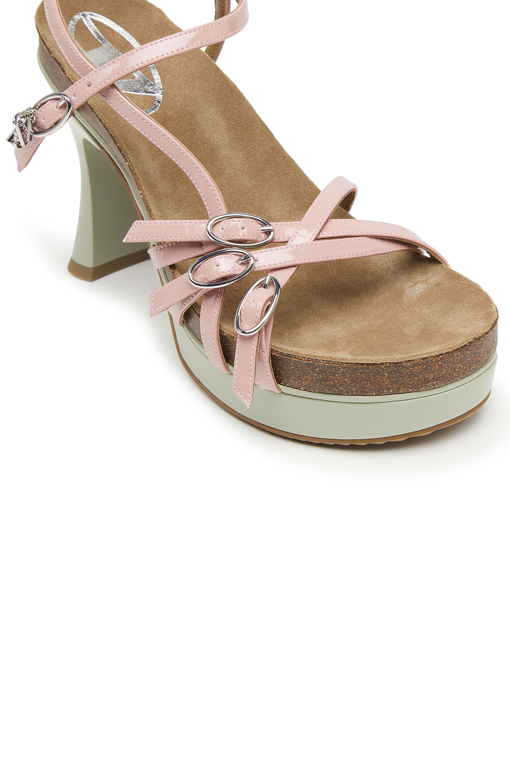 Diesel - D-WOODSTOCK 105 SANDAL, Sandales à plateforme D-Woodstock à brides en PU brillant Femme in Polychrome - 6