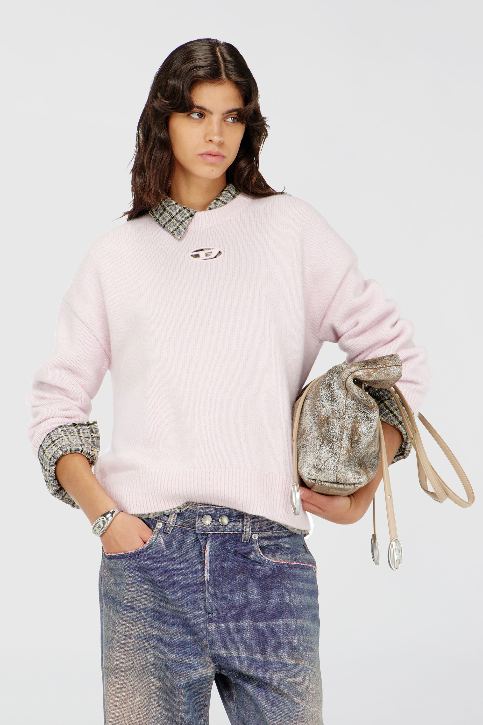Diesel - M-AREETA, Pull en laine et m&eacute;lange d'alpaga Femme in Rose - 3