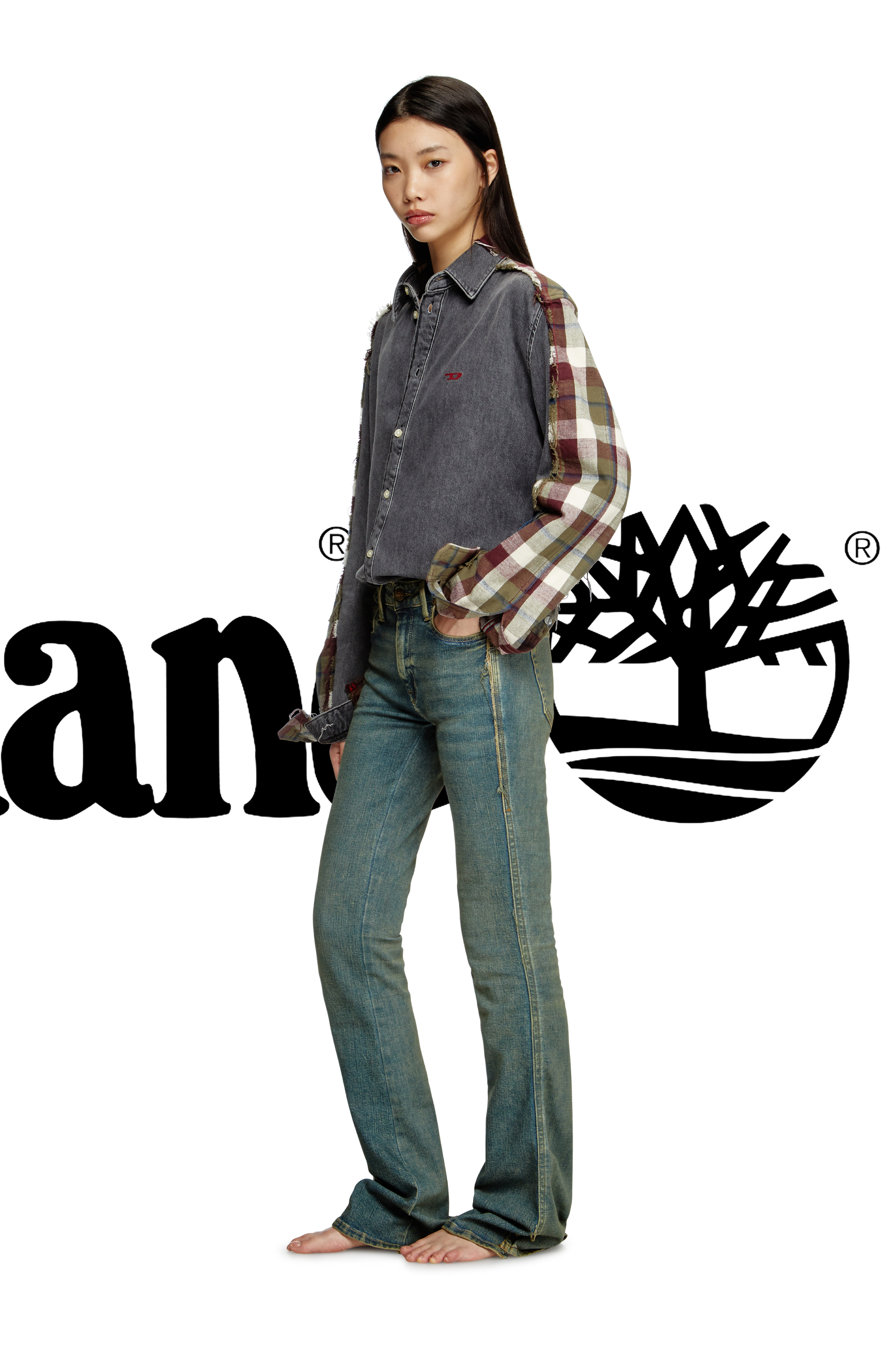 Diesel - Shirt Dieseloves 7A, Camicia in denim e tessuto check Unisex in Multicolor - 8