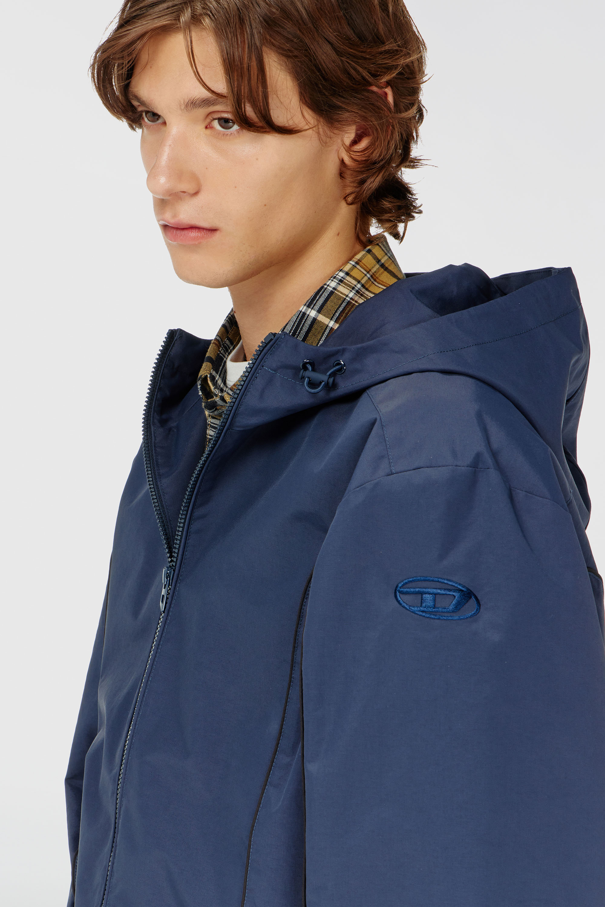 Diesel - J-HIVES-WRD, Giacca a vento con piping a contrasto Uomo in Blu - 5