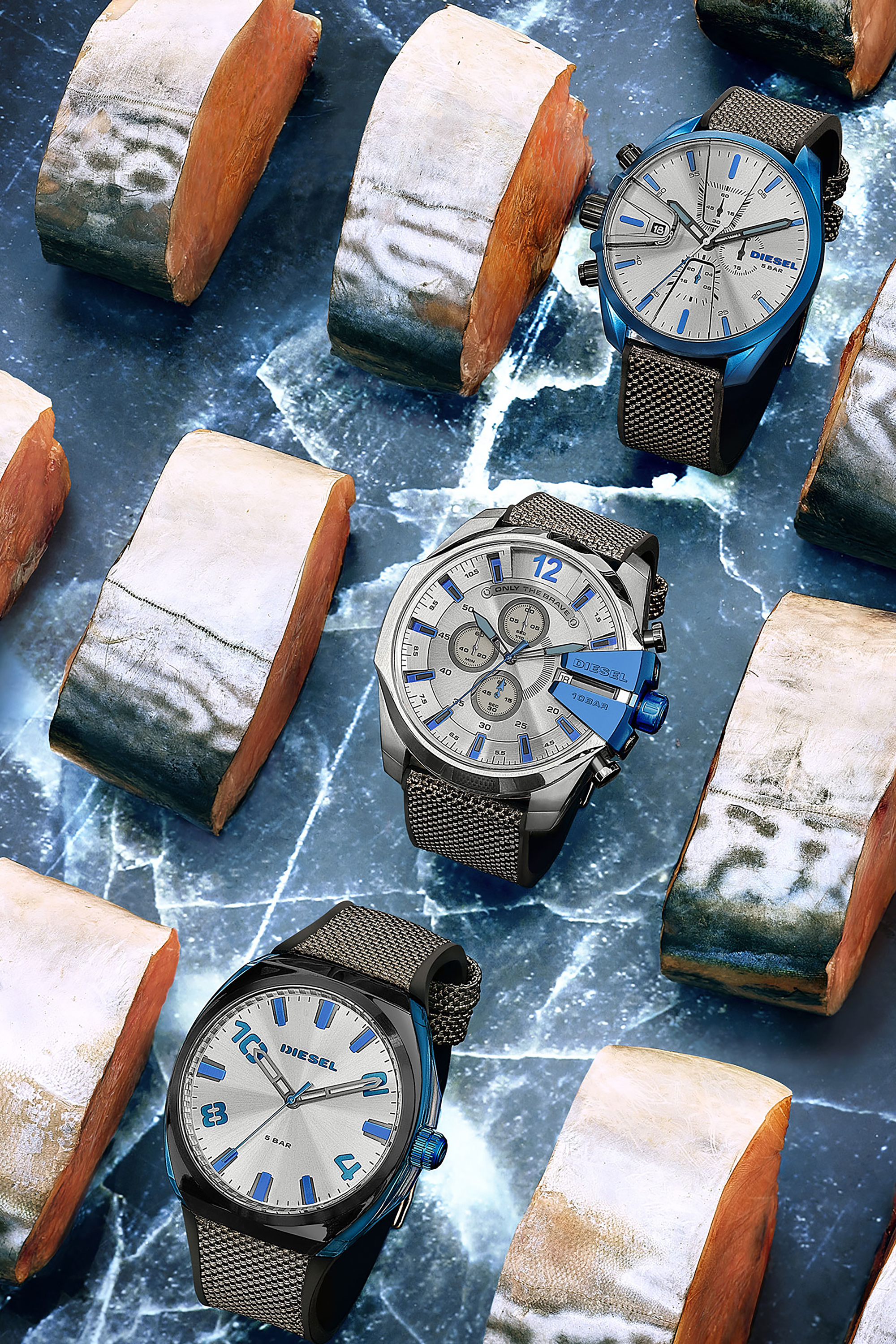 Diesel - DZ1885, Man's Stigg black and gray nylon watch in Black/Blue - 3