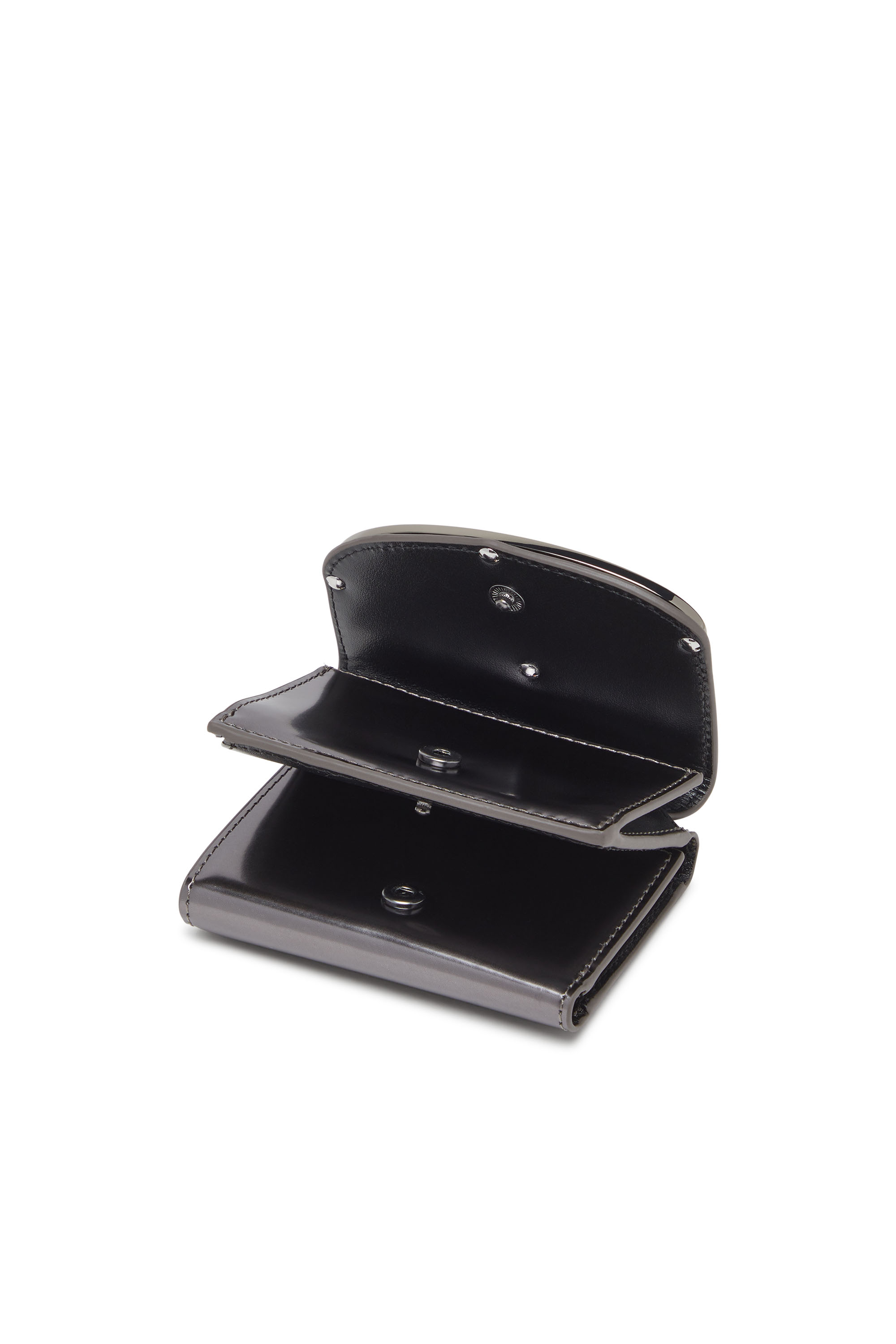 Diesel - 1DR TRI FOLD COIN XS II, Damen Trifold-Portemonnaie aus Hochglanz-Leder in Grau - 4