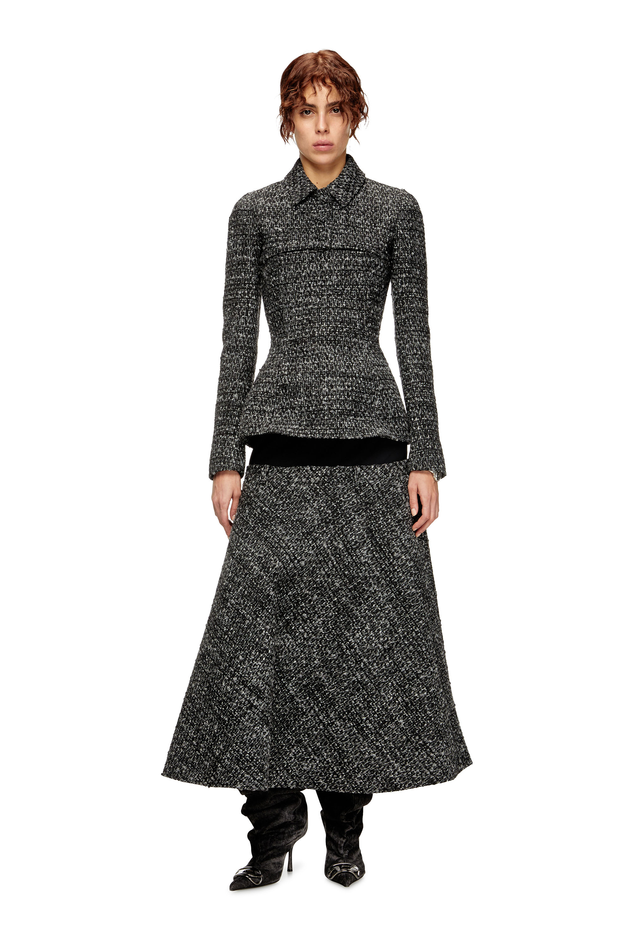 Diesel - O-GRACE, Damen Bouclé-Rock mit Stretch-Bund in Schwarz - 2