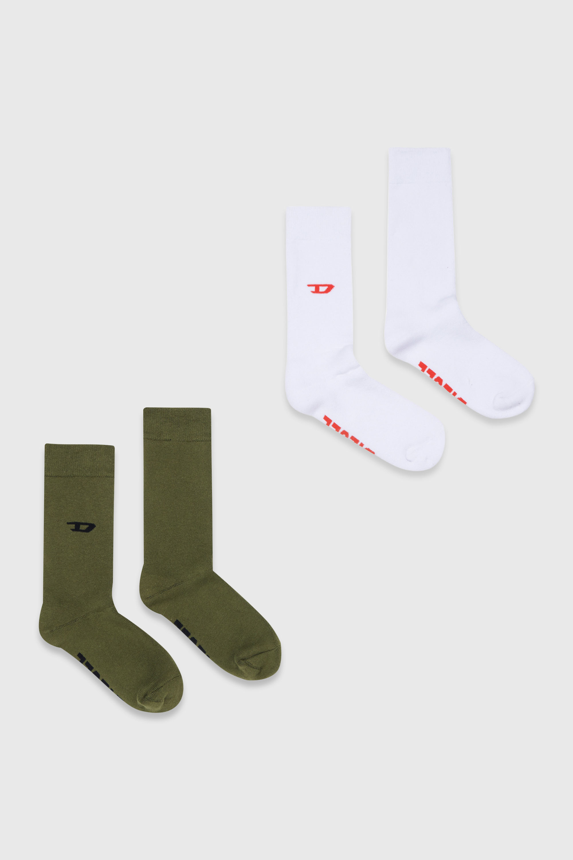 Diesel - ZSENDYBIPACK, Confezione da due paia di calzini in cotone con dettagli logo Uomo in Multicolor - 1