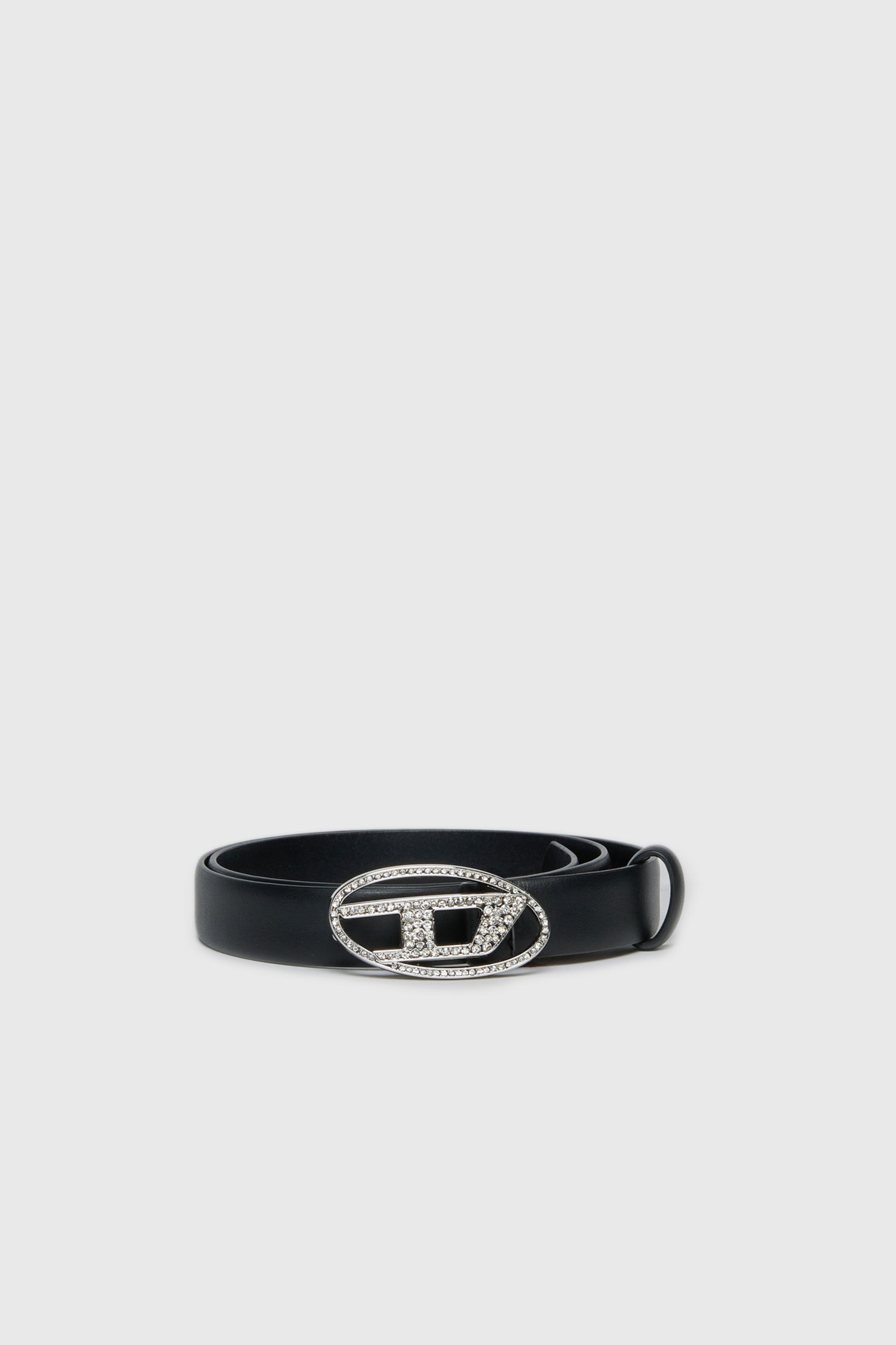 Diesel - B1DRCRYSTAL, Ceinture en cuir 2 cm avec boucle bijou Femme in Noir - 1