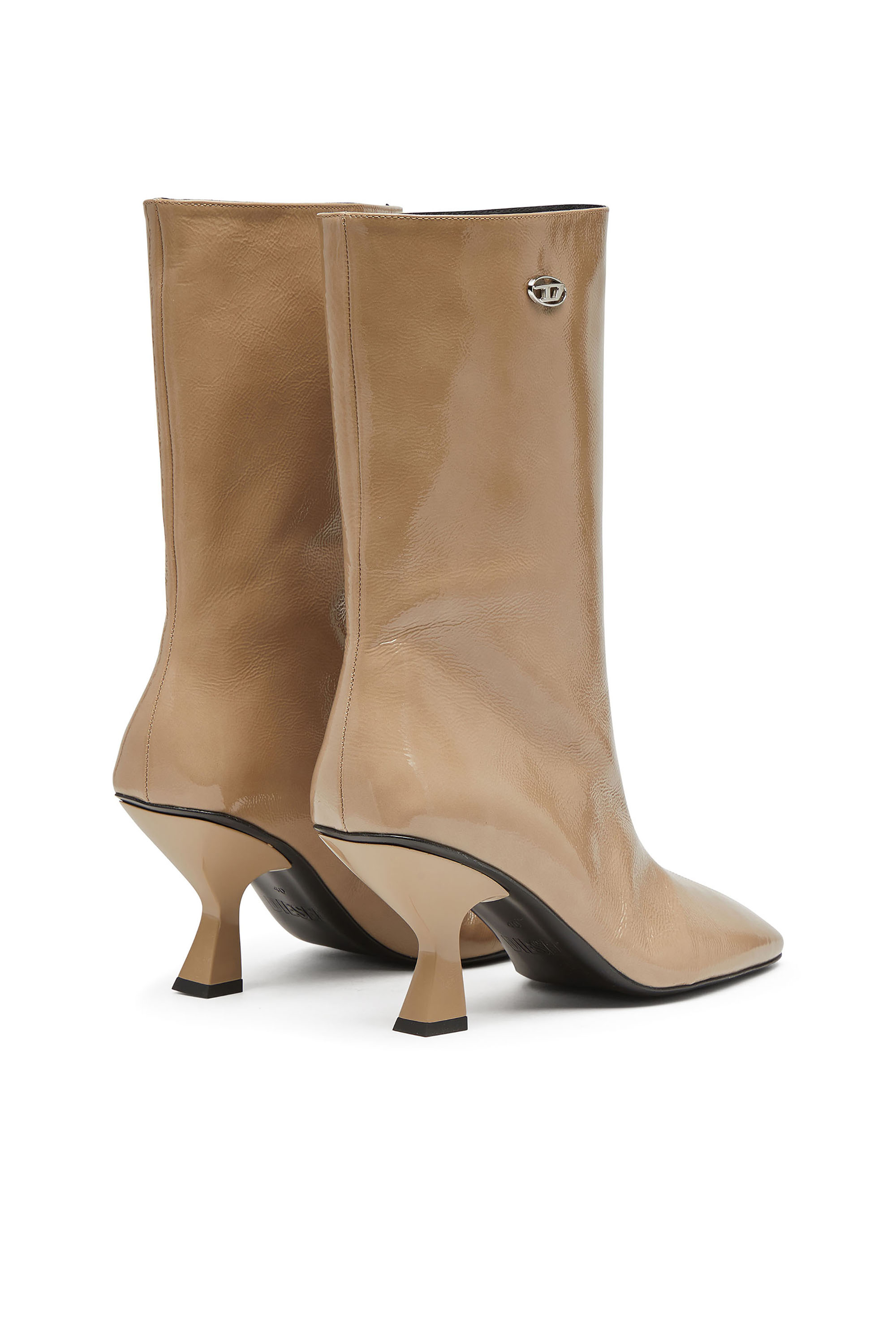 Diesel - D-AMBER TUBE 75, Damen D-Amber-Stiefeletten mit quadratischer Spitze und Naplak-Effekt in Beige - 4