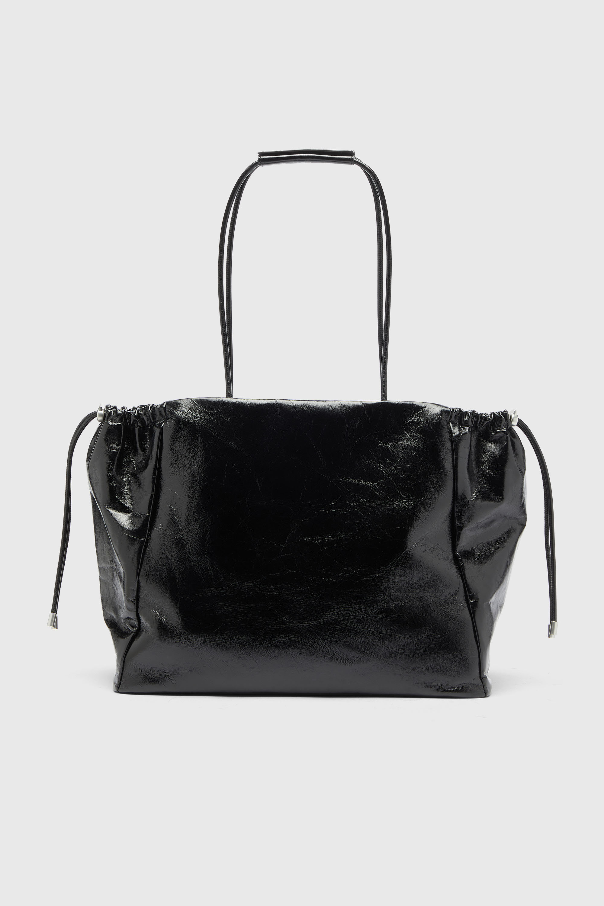 Diesel - SCRUNCH-D TOTE E/W, Damen Scrunch-D - Tote-Bag aus gl&auml;nzendem, geknittertem Leder in Schwarz - 3