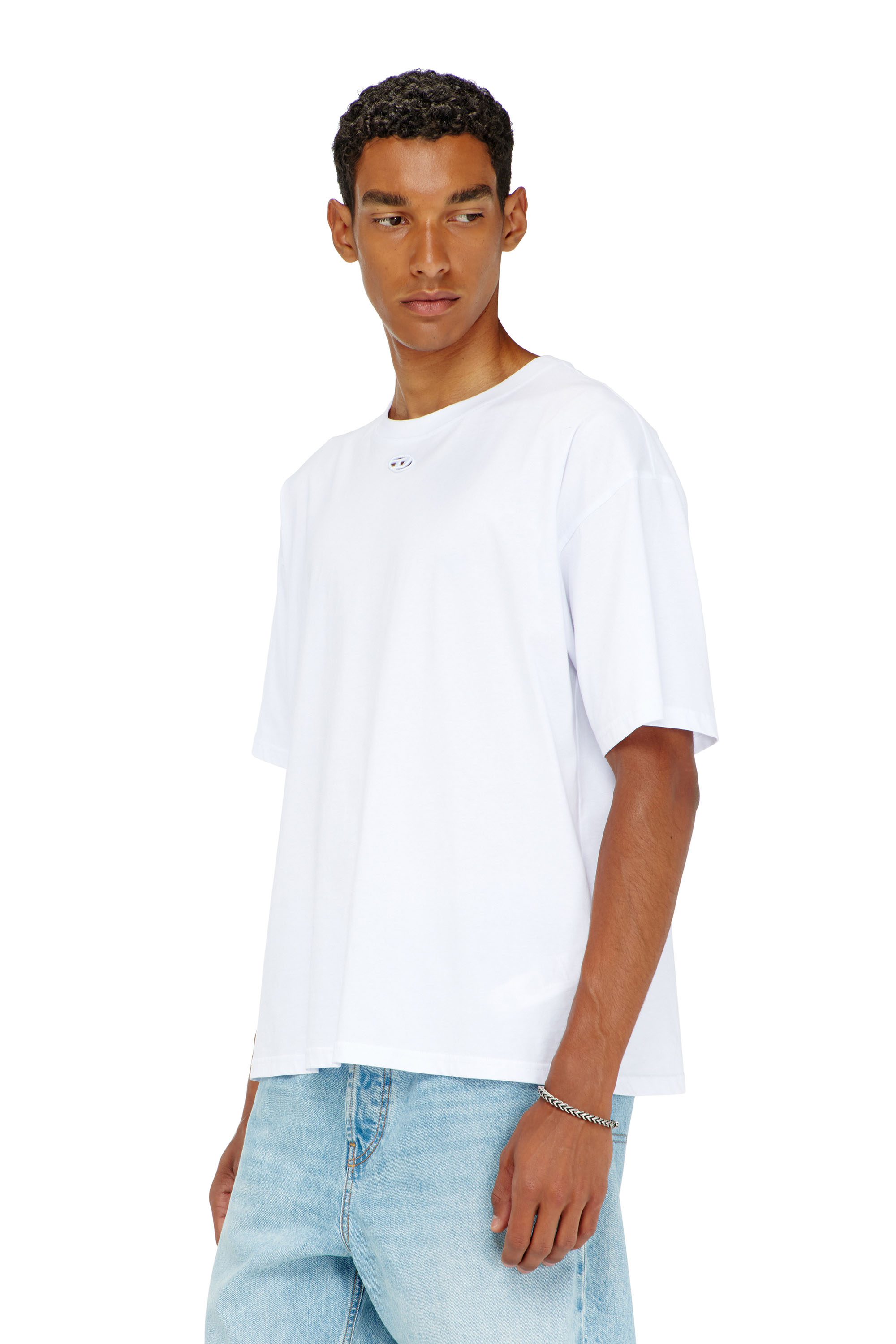Diesel - T-BOXT-DCO, Herren Locker geschnittenes Baumwoll-T-Shirt mit Oval D Stickerei in Wei&szlig; - 1
