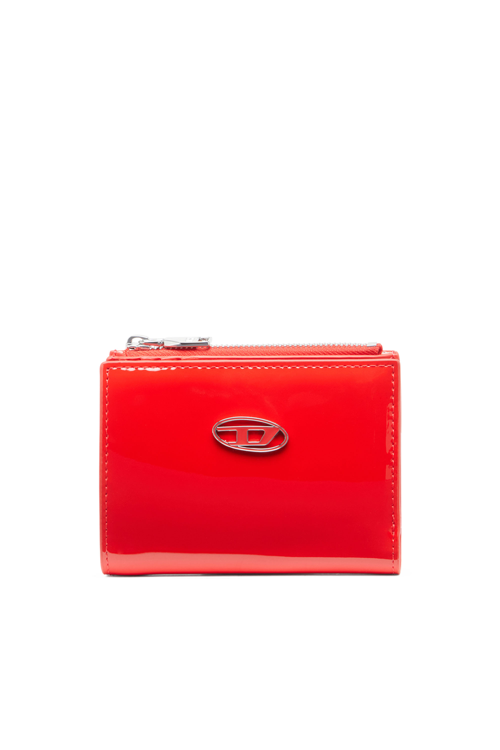 Diesel - PLAY BI-FOLD ZIP II, Damen Kleines Portemonnaie aus glänzendem Leder in Rot - Image 1