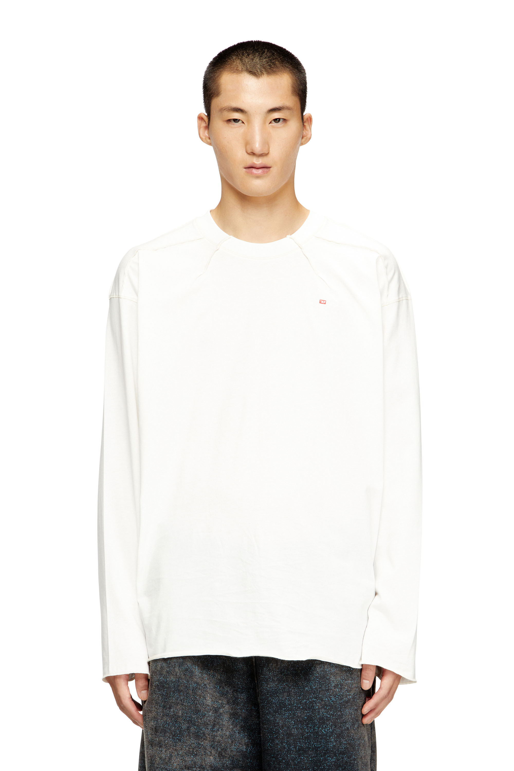 Diesel - T-CRAHOR-BOXT-LS-T1, T-shirt in cotone a maniche lunghe Uomo in Bianco - 1