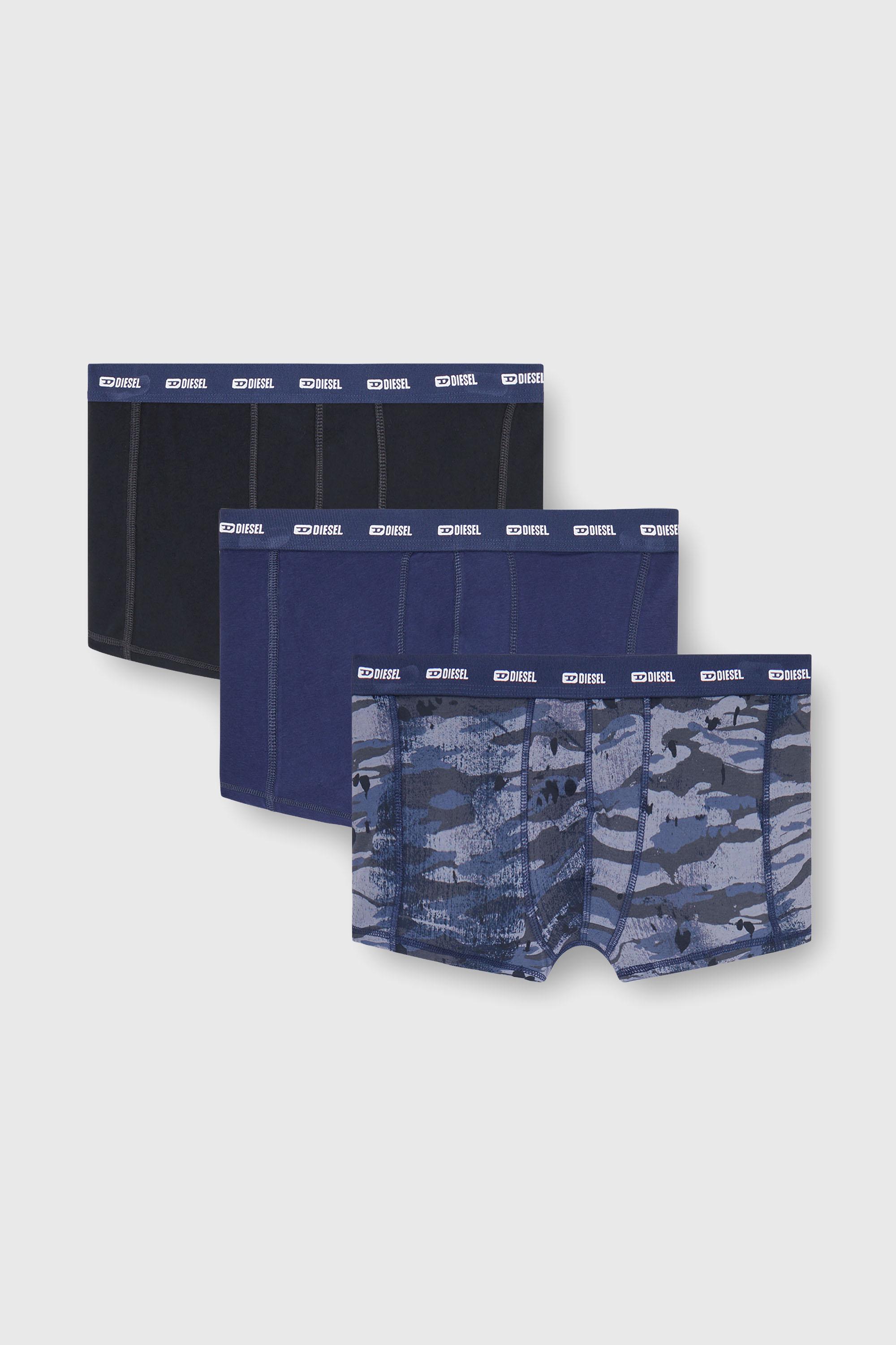 Diesel - DAMIEN-UTLT-3PACK, Lot de trois boxers unis et motif camouflage Homme in Bleu - 2