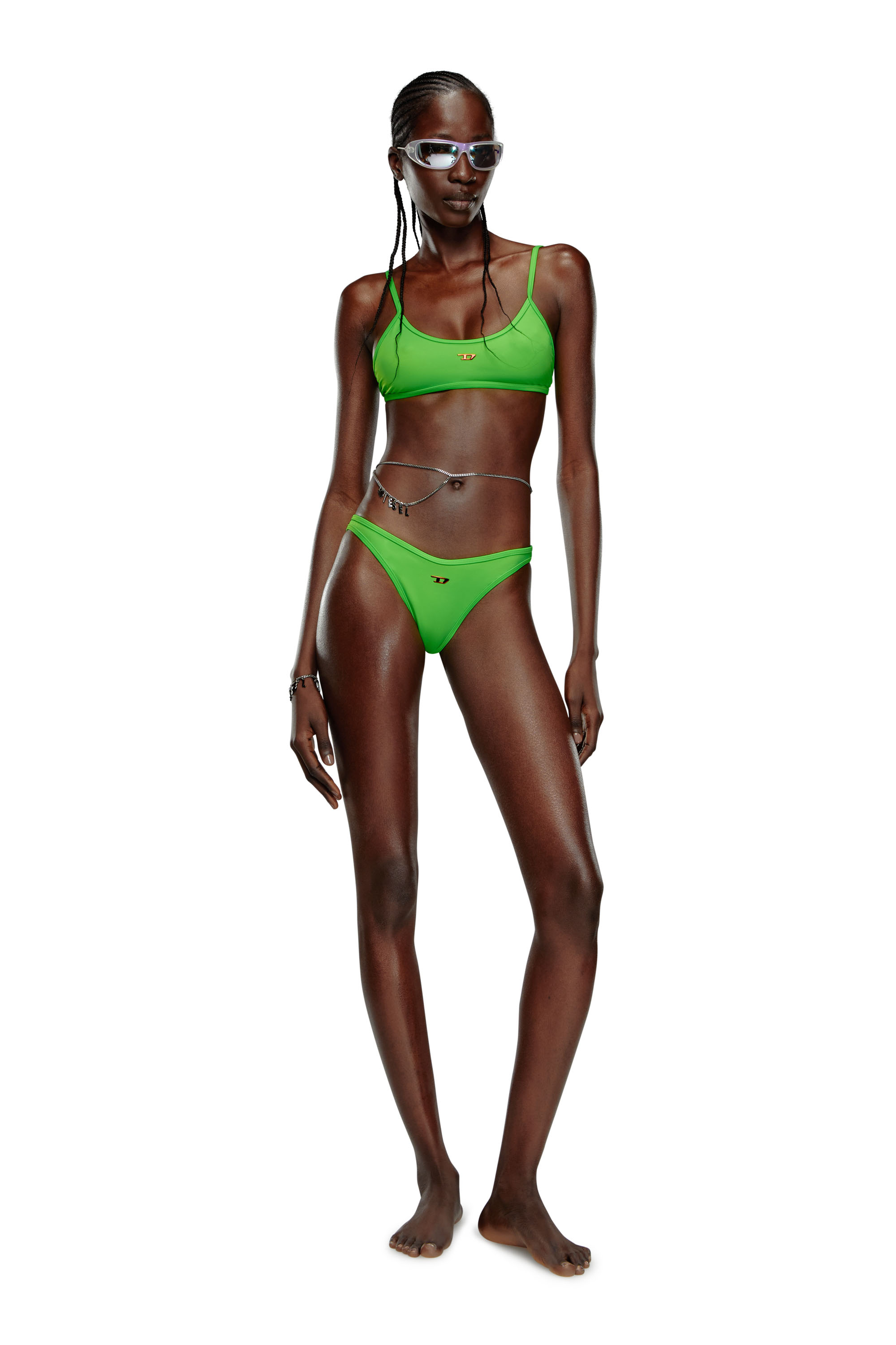 Diesel - BFPN-PUNCHY-X, Femme Bas de maillot de bain fluo avec logo D in Vert - Image 1