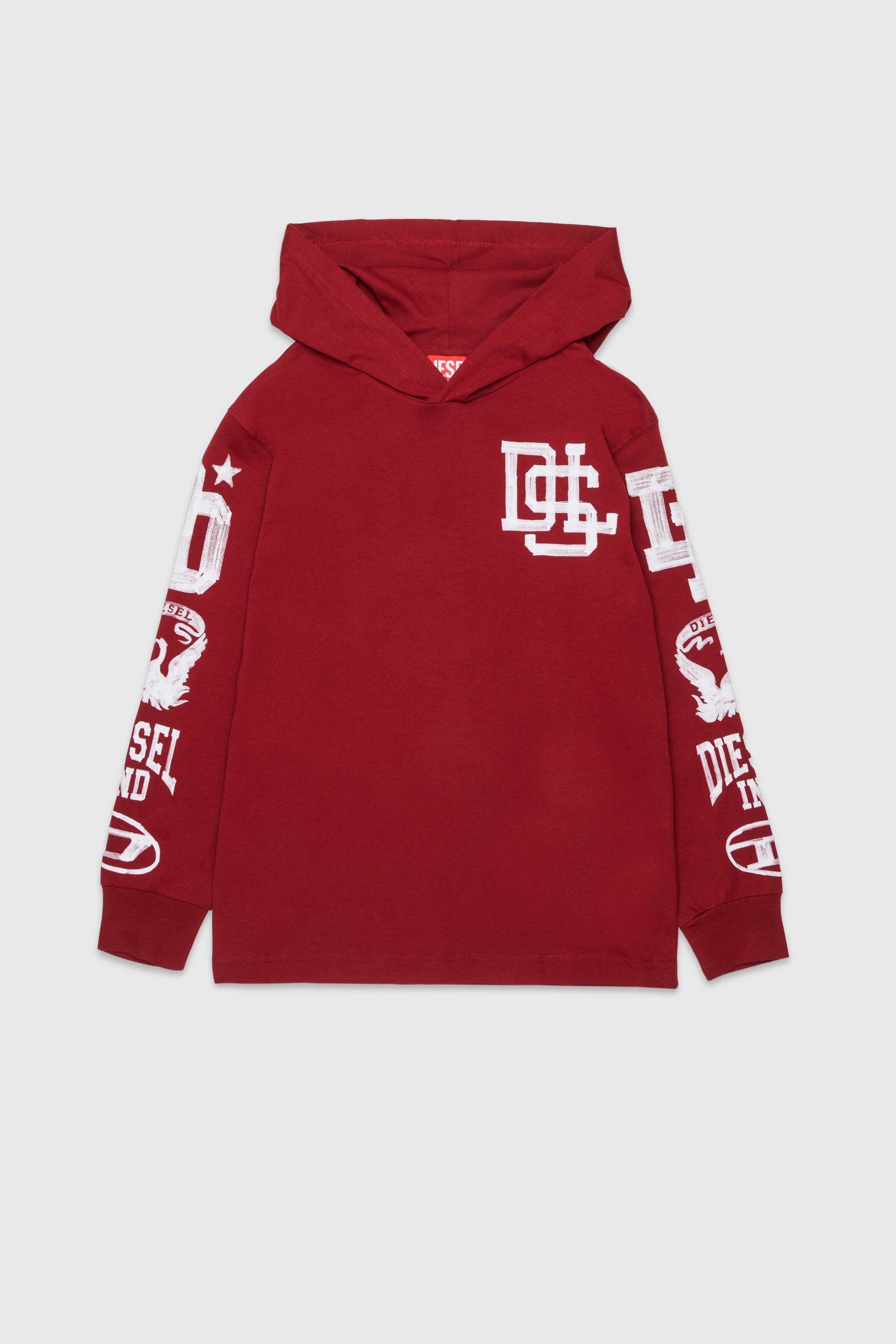 Diesel - TBUNDY OVER, T-shirt &agrave; capuche manches longues avec graphismes varsity Homme in ToBeDefined - 1