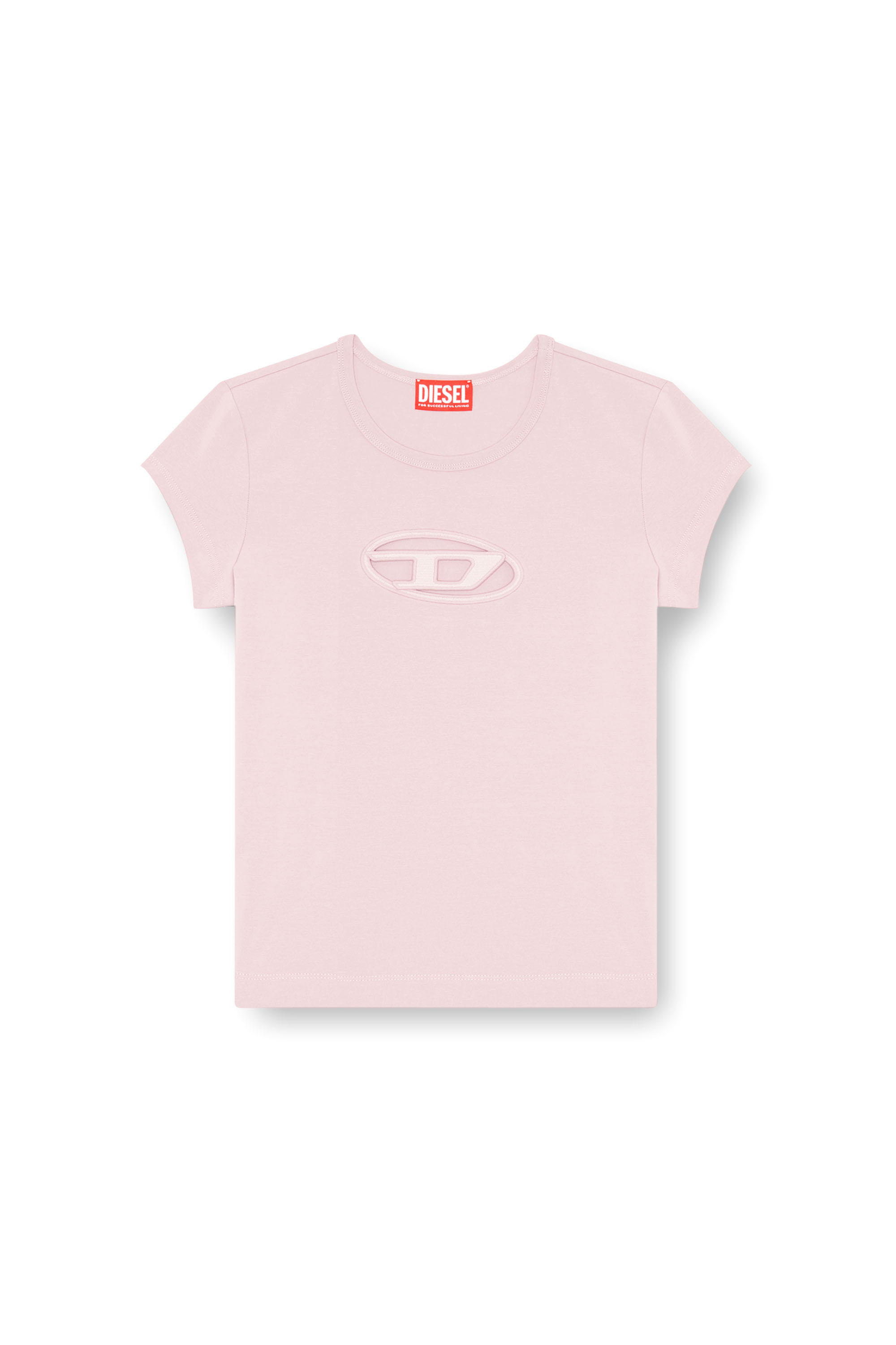 Diesel - T-ANGIE, T-shirt con logo peekaboo Donna in Rosa - 3