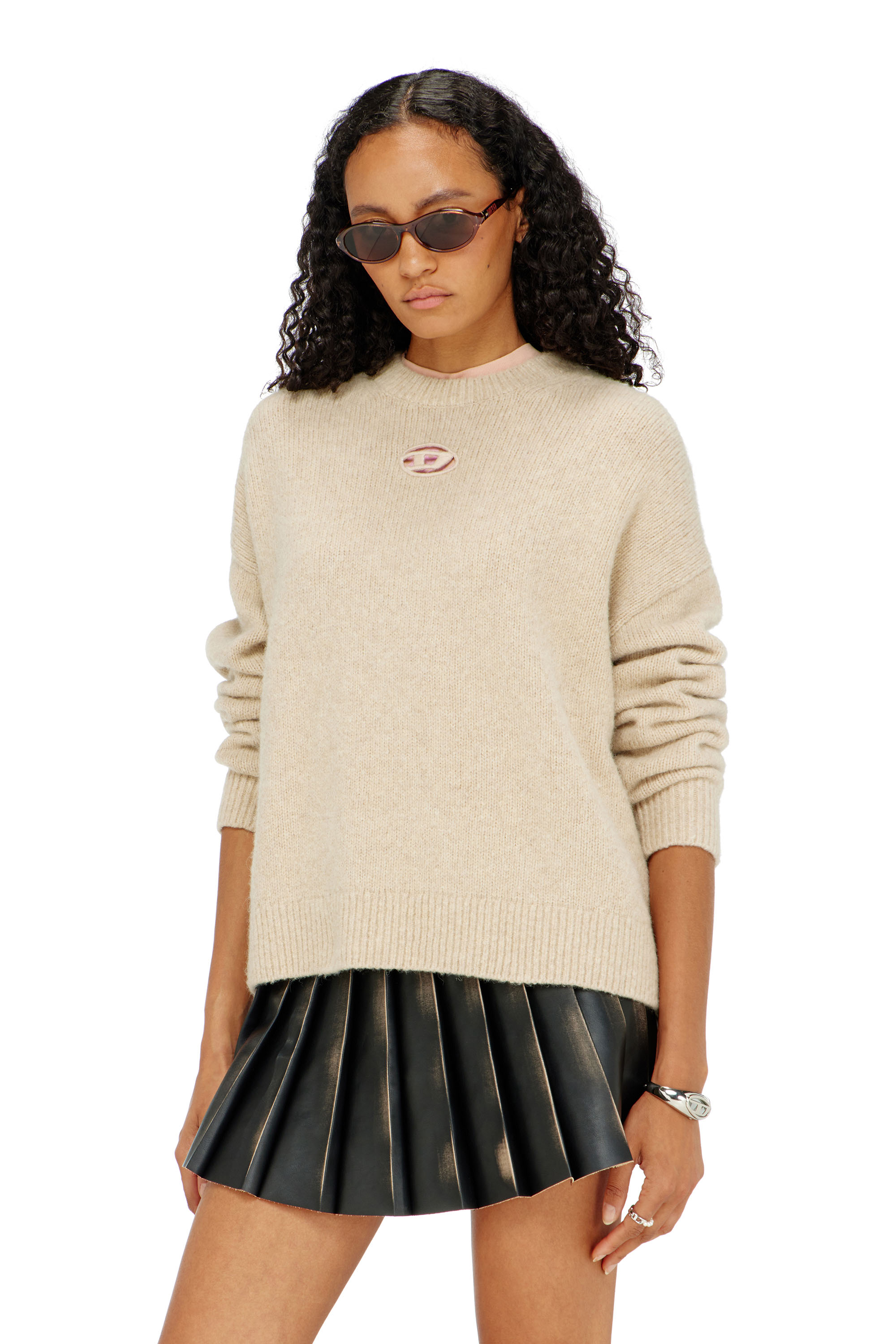 Diesel - M-AREETA, Damen Pullover aus Woll- und Alpakamischung in Beige - 1