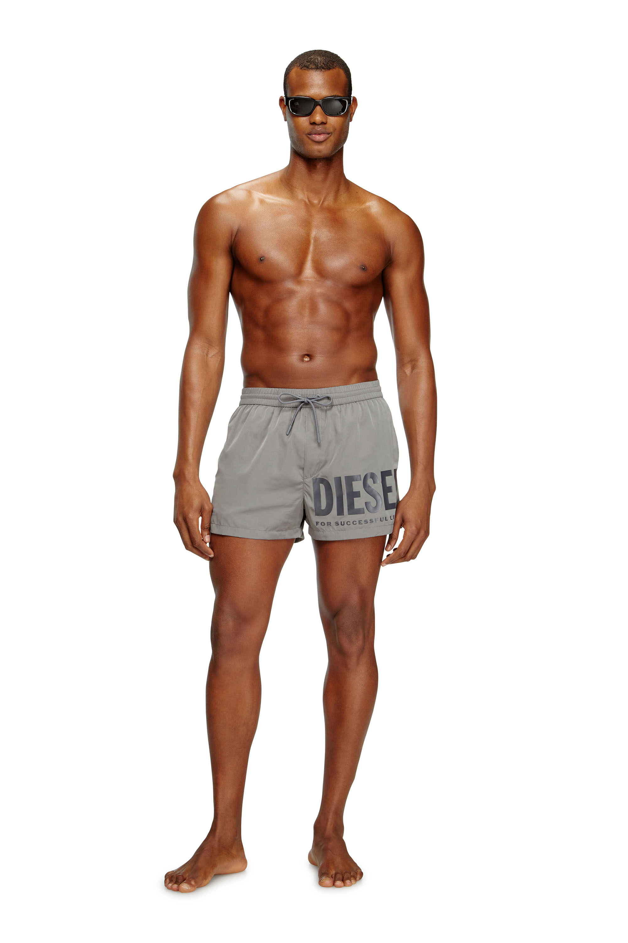 Diesel - MARIO-34-D-CORE, Short de bain avec logo imprimé Homme in Gris - 1