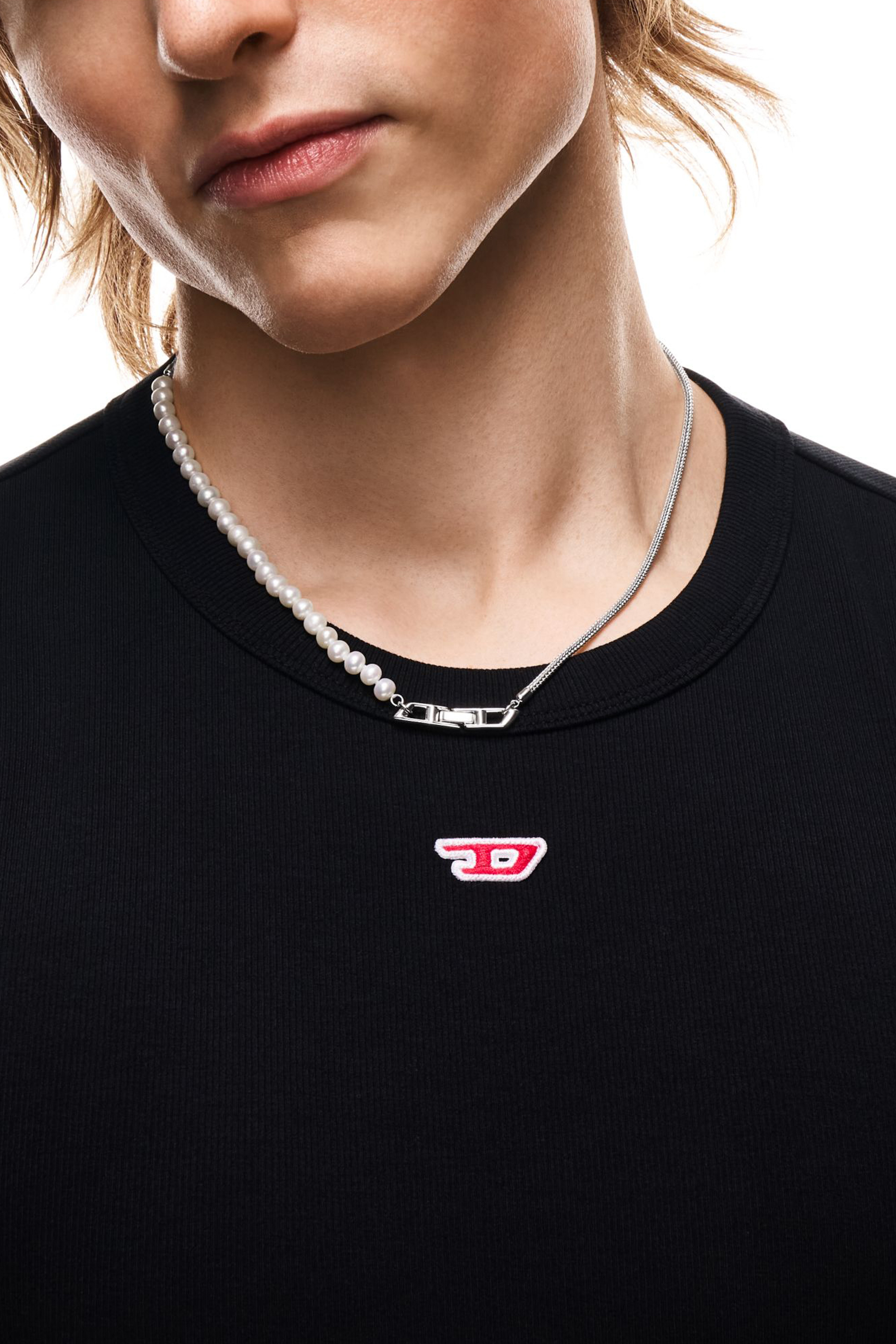 Diesel - DL1369040 STERLING SILVER JEWEL, Collier cha&icirc;ne en argent sterling et perles Mixte in Gris argent&eacute; - 3