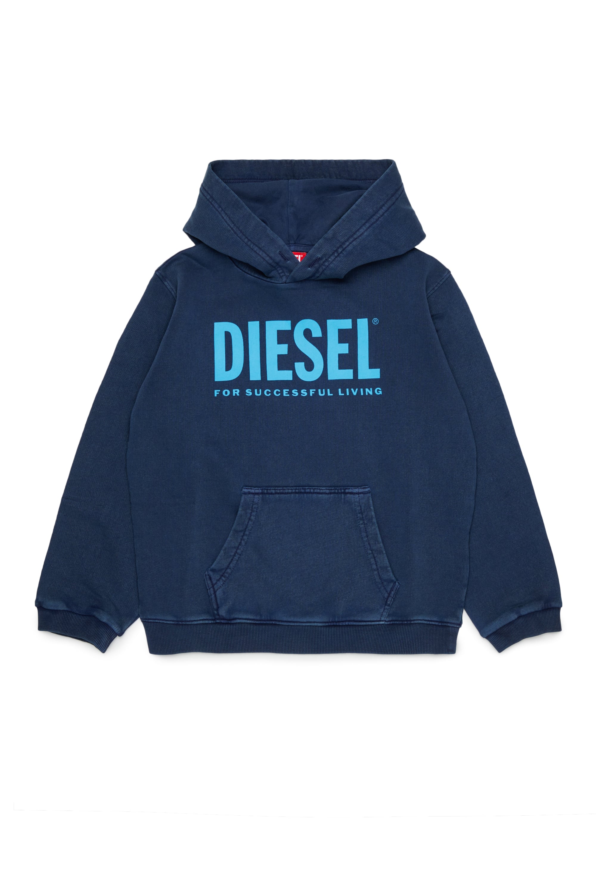 Diesel - STISEL OVER, Hoodie con maxi stampa logo Uomo in Blu - 1