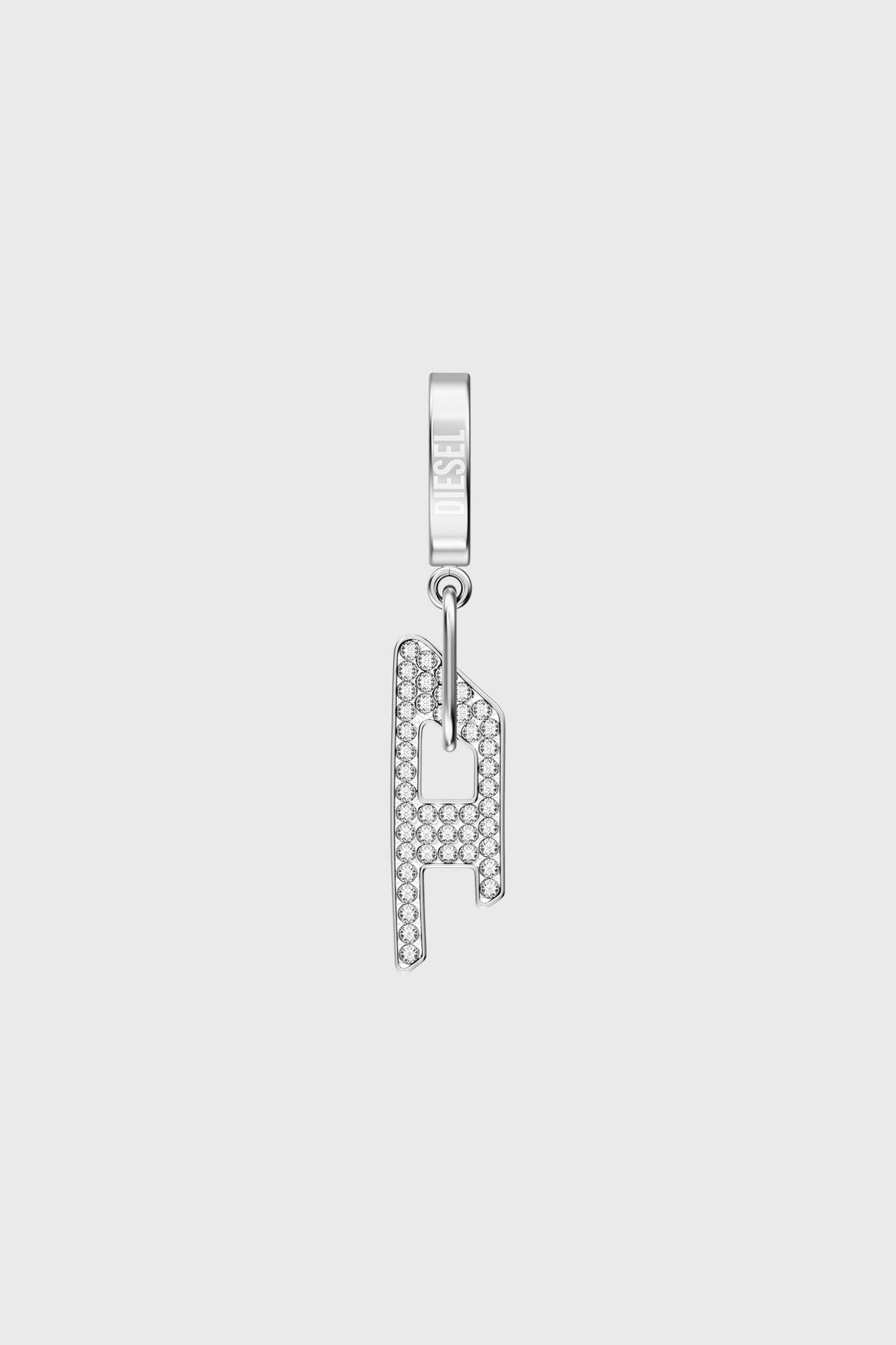 Diesel - DX1706040 JEWELLERY, Orecchino pendente D drop in acciaio inox lucido Unisex in Argento - 2