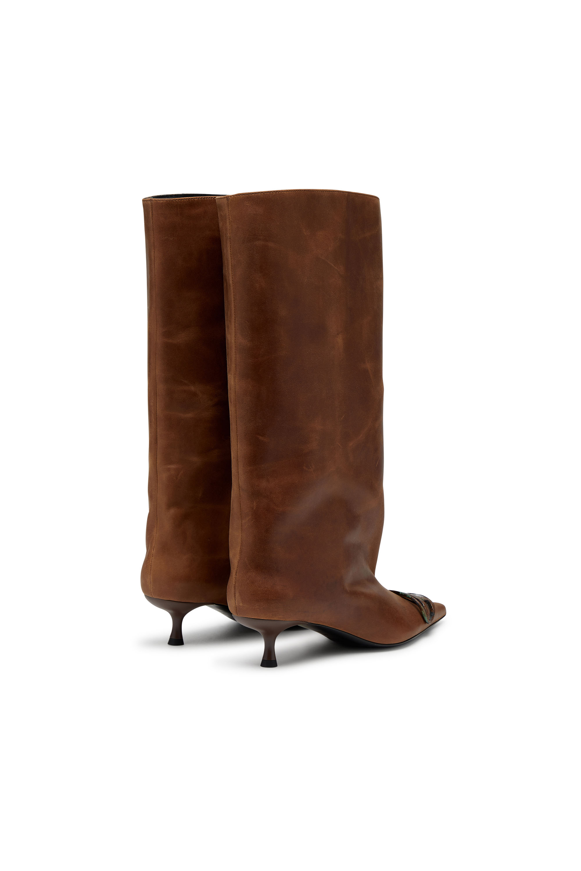 Diesel - D-VENUS 40 KB TUBE, Damen Kniehohe Stiefel aus Fettleder in Braun - 4