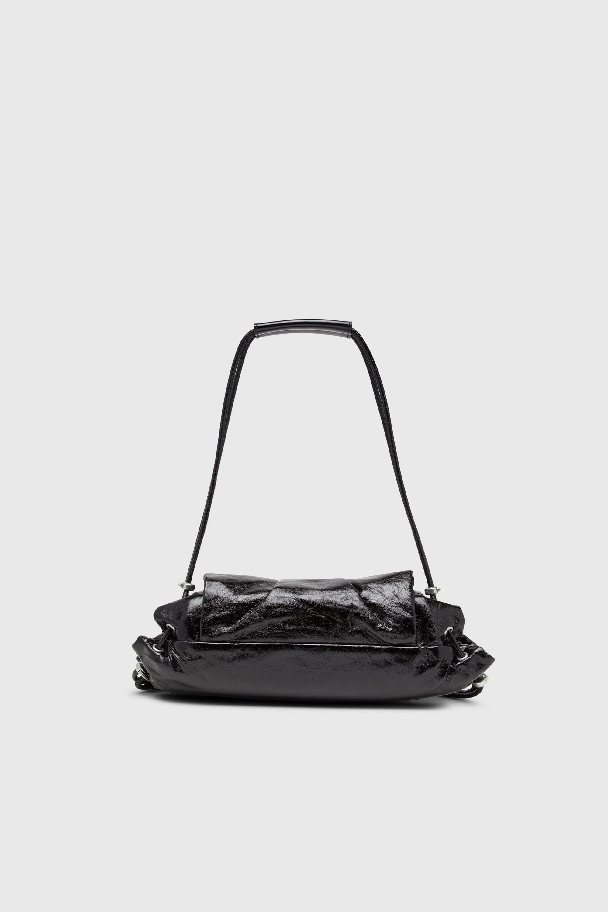 Diesel - SCRUNCH-D SHOULDER S, Damen Scrunch-D-Schultertasche aus Knitter-Leder in Schwarz - 3