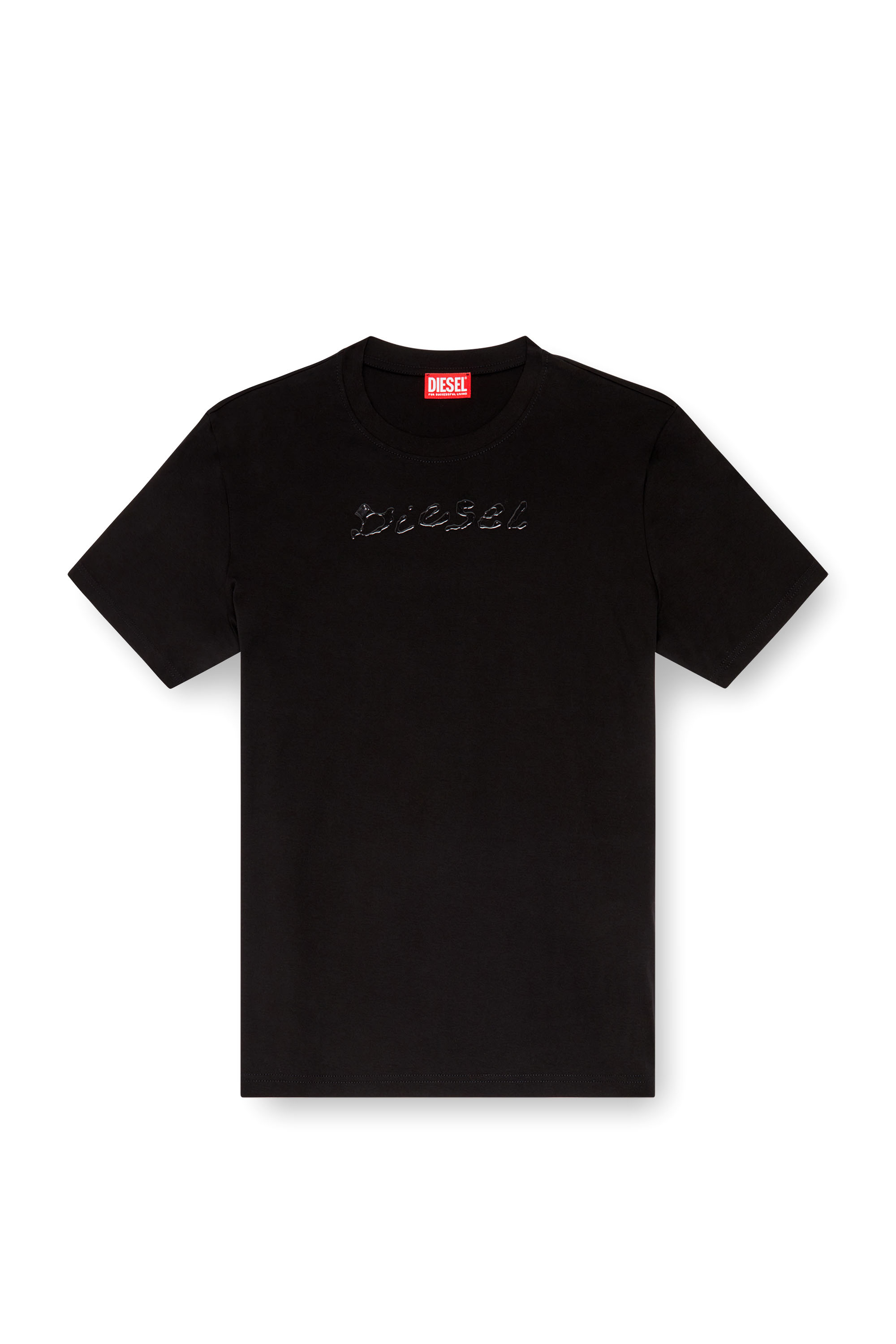 Diesel - T-MADJUST-K2, T-shirt en coton merceris&eacute; avec logo ton sur ton Homme in Noir - 2