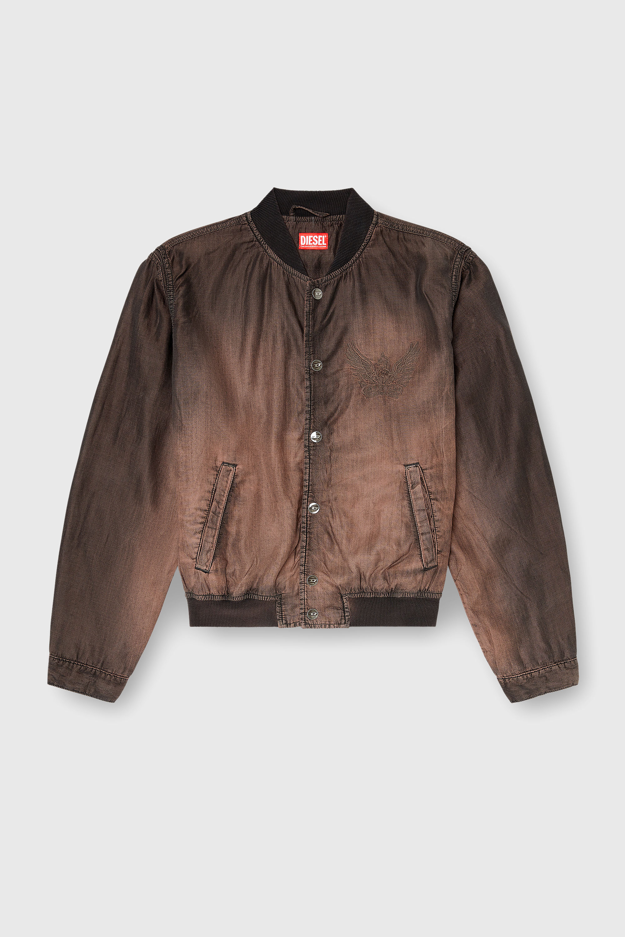 Diesel - D-BELMOR-S, Giacca bomber in denim fluido spalmato Uomo in Marrone - 2