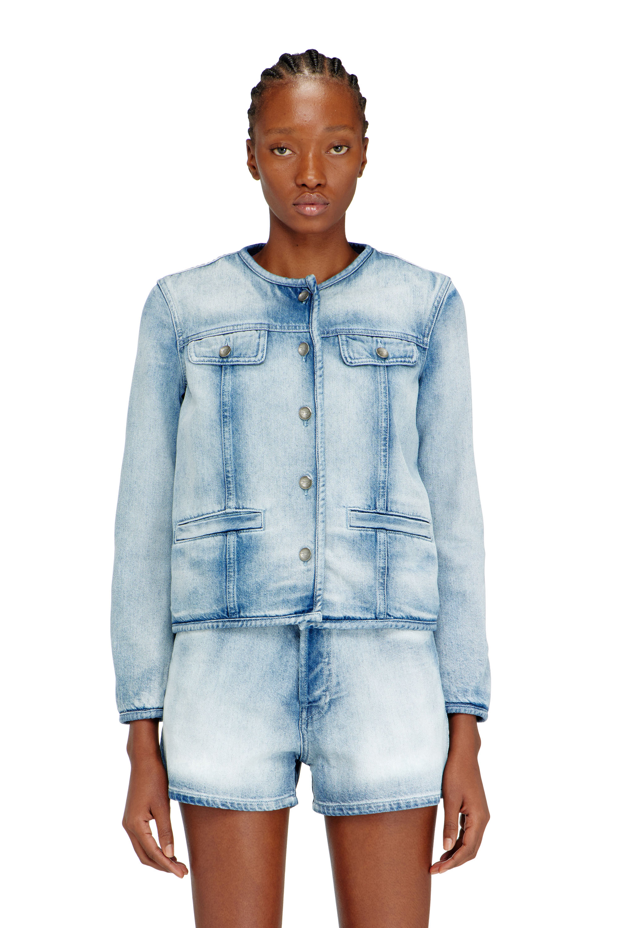 Diesel - DE-GRAFY-FSI1, Giacca in denim skeleton medio-chiaro Donna in Blu - 1