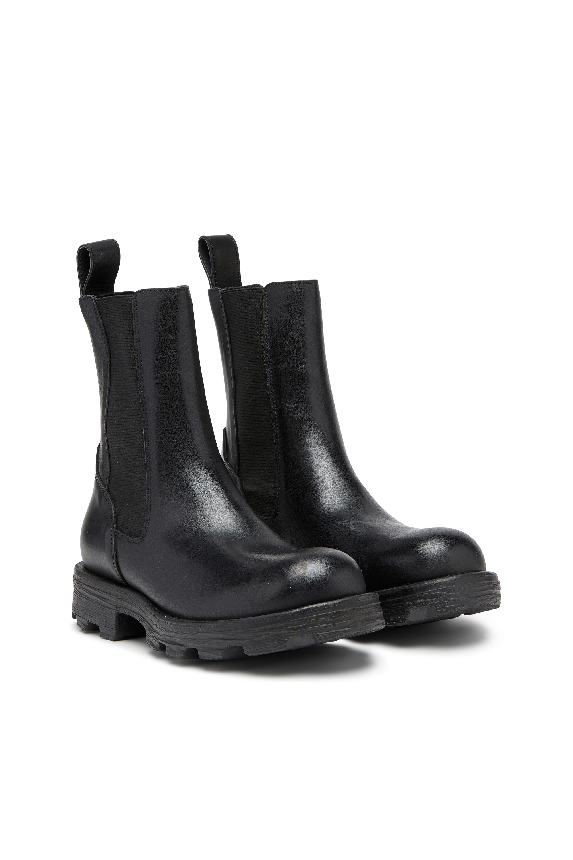 Diesel - D-HAMMER CH W, D-Hammer-Stivali in pelle con suola carrarmato Donna in Nero - 2