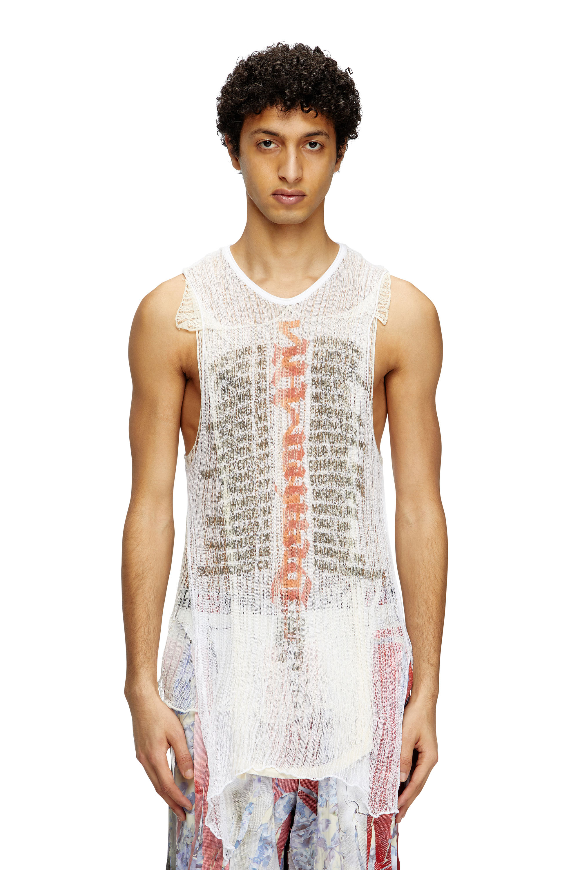 Diesel - K-ABANTE-B, Tank top distressed in maglia Uomo in Bianco - 1