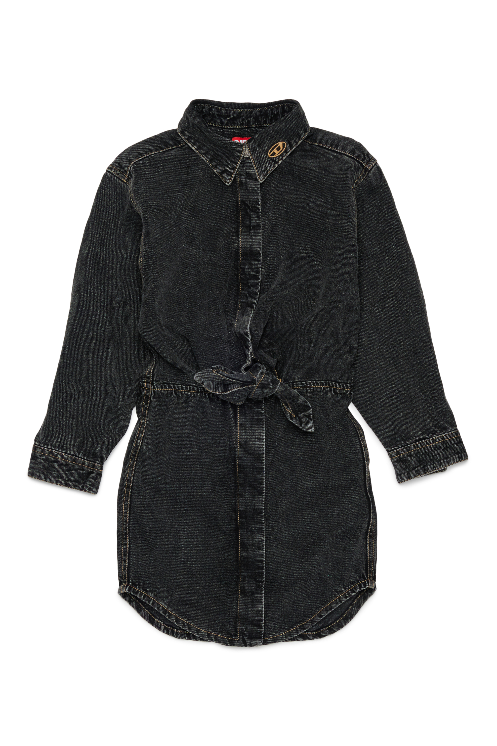 Diesel - DESUSY, Abito camicia in denim con cintura annodabile in vita Donna in Nero - 1