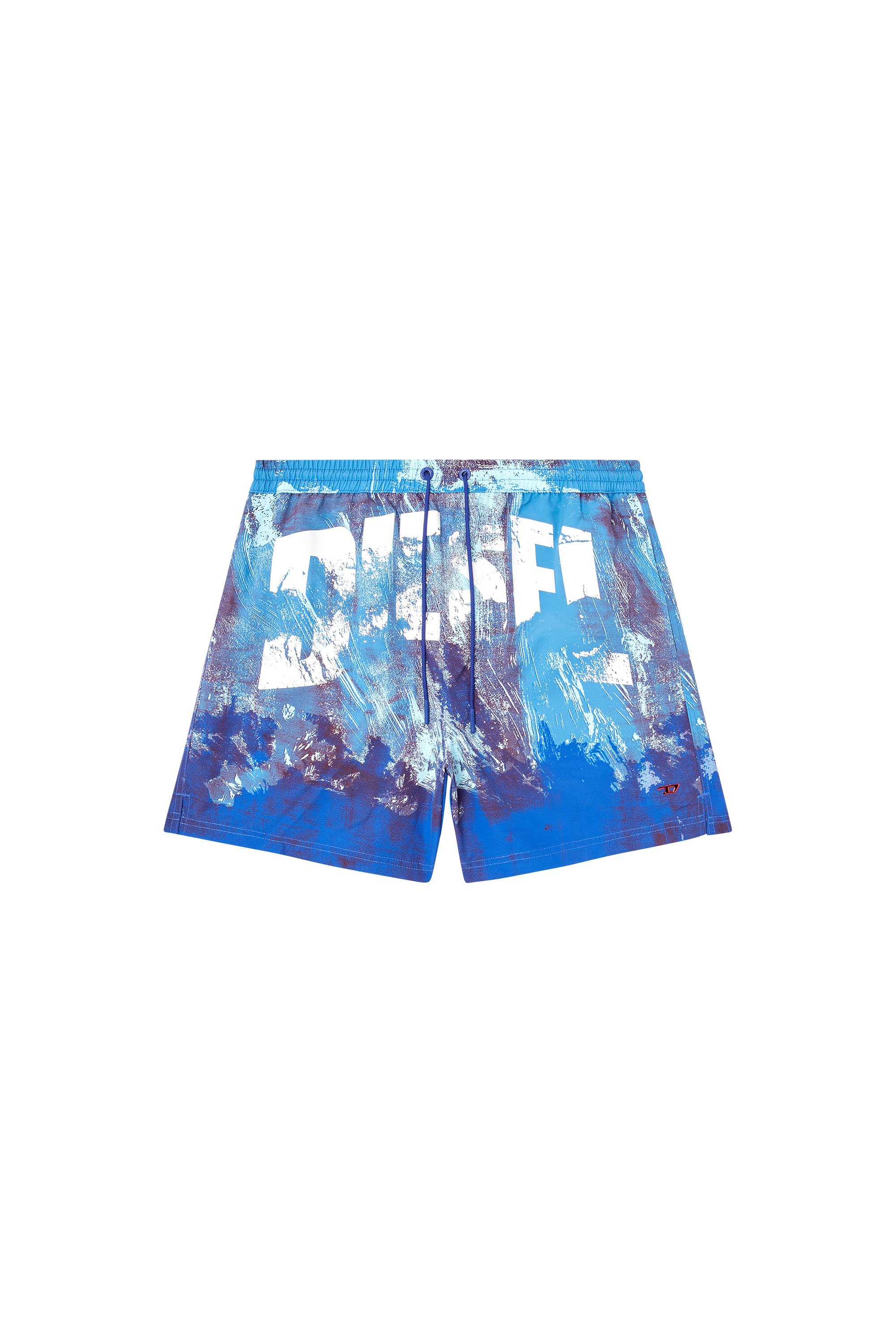 Diesel - RIO-41-D-POP, Man's Mid-length swim shorts with graphic print in Light Blue - 4