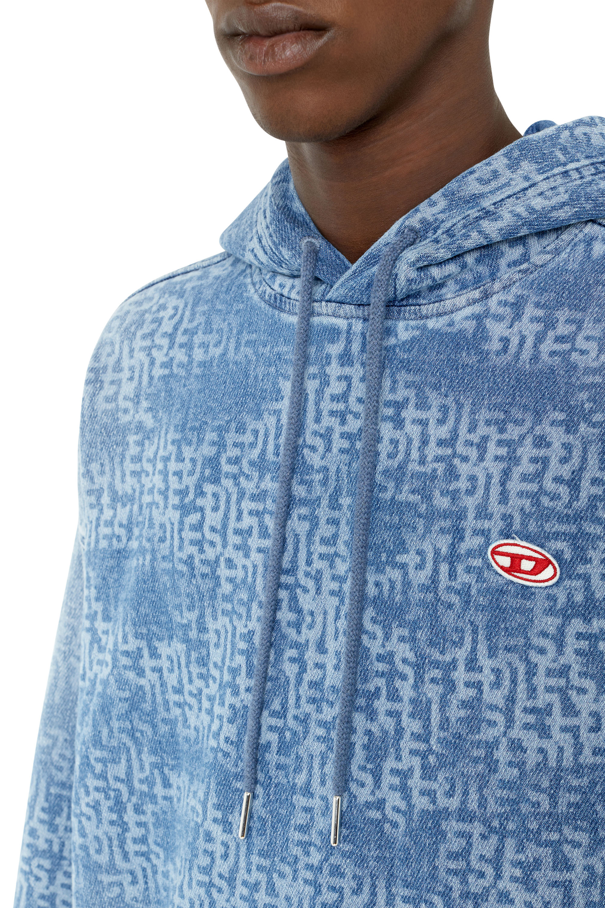 Diesel - D-UM-RIB TRACK DENIM HOODIE, Bleu Clair - Image 5